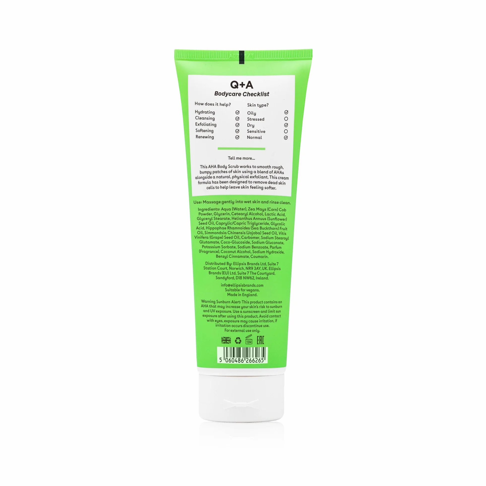 Q+A Exfoliante Corporal AHA 250 ml Ácido Láctico Glicólico