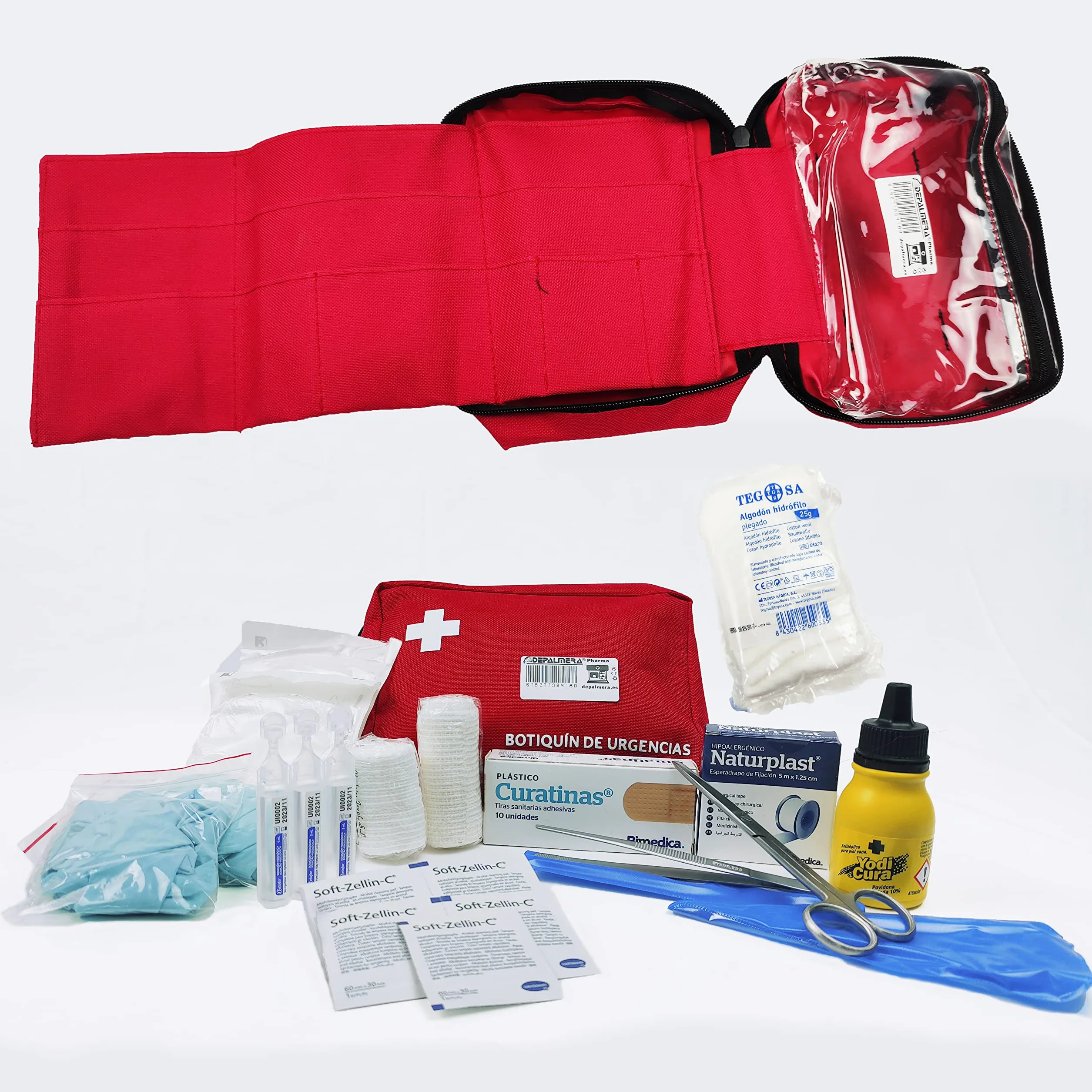 Pharma Botiquín Primeros Auxilios Neceser Extensible Completo Emergencia Homologado Rojo