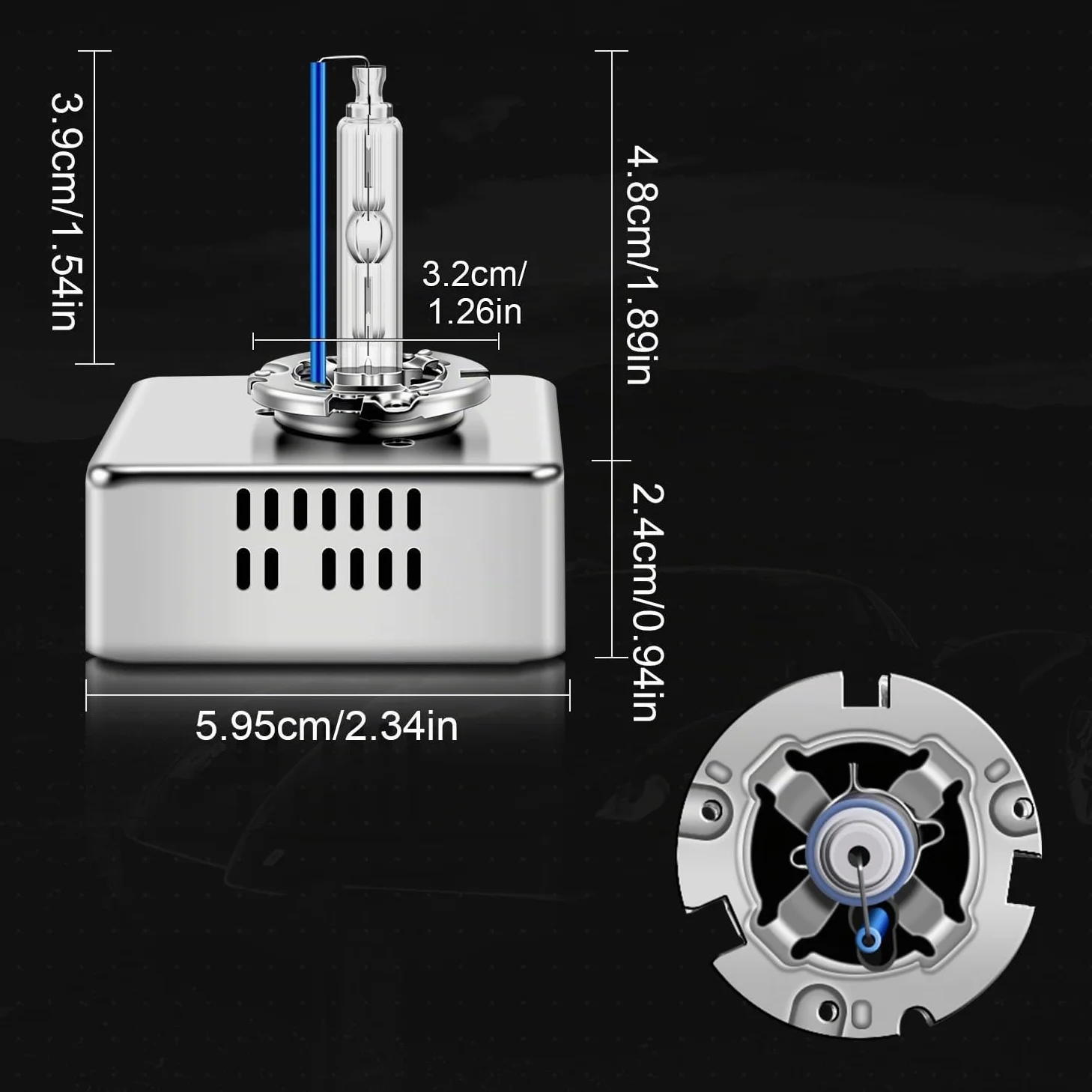 WinPower D5S Xenón Bombilla 35W 8000K HID Auto Lámpara Faro Delantero Azul Base Metálica X-Treme Vision 12 V Kit de Conversión HID, 2 Piezas