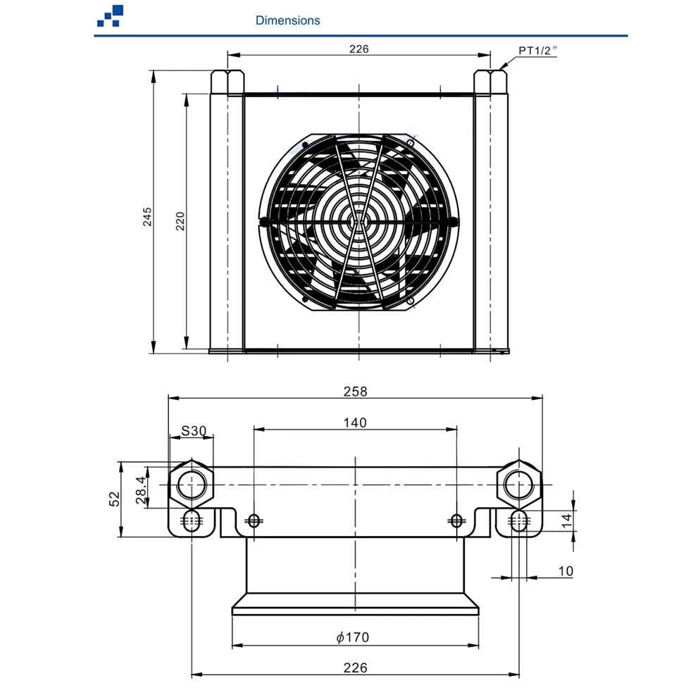 Enfriador de Aire de Aleación de Aluminio Hidráulico AJ1025T-CA, Radiador Intercambiador de Calor de Refrigeración de Aceite de Radiador Pequeño 25L/min (AJ1025T-CA,AC 220V)