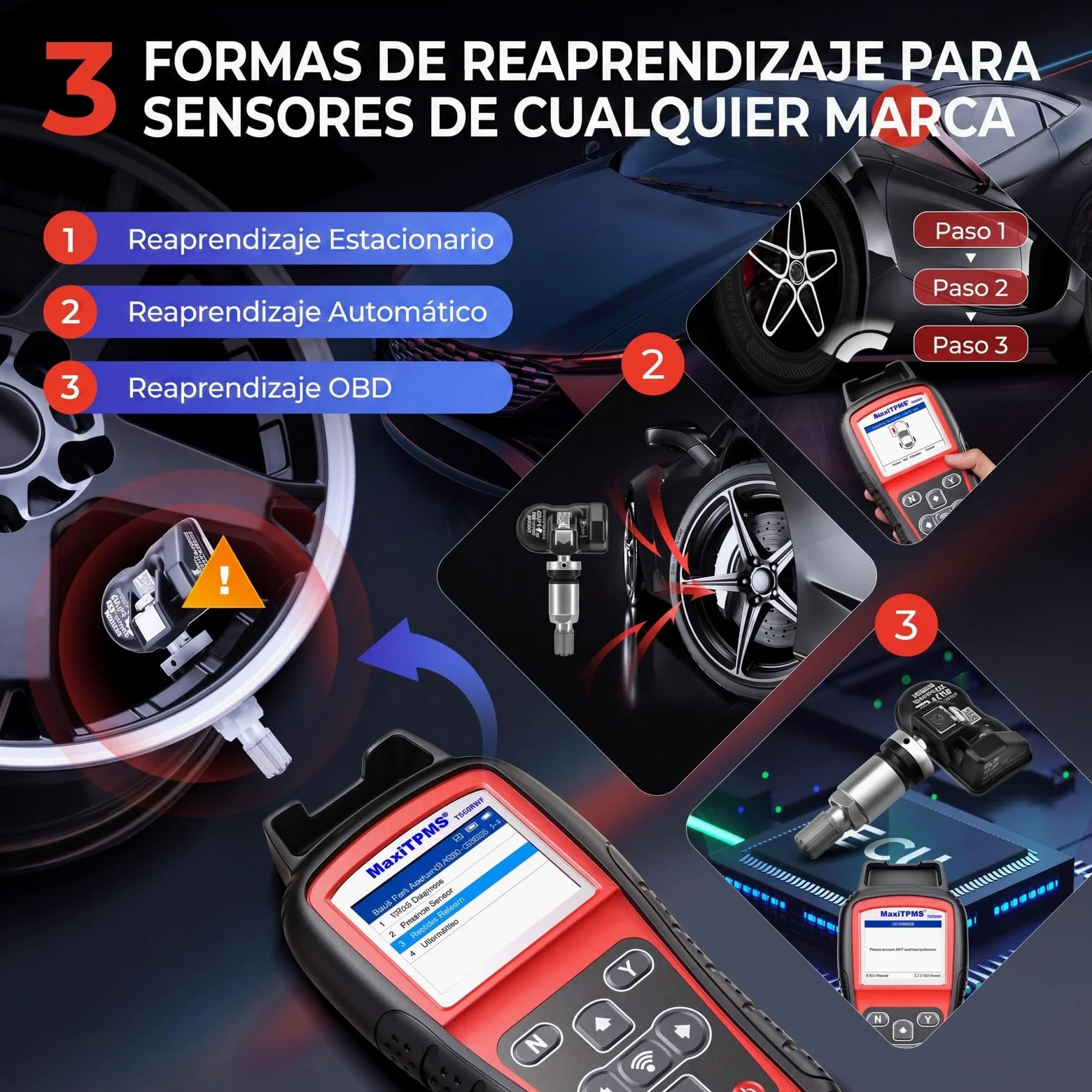 Autel MaxiTPMS TS508WF Herramienta de Programación TPMS, con 8PCS MX-Sensor(240€) WiFi Ver. TS508 TS501 Pro TS408S TS401 Herramienta de Reaprendizaje TPMS, Reiniciar/Reaprender/Activar Todos Sensores