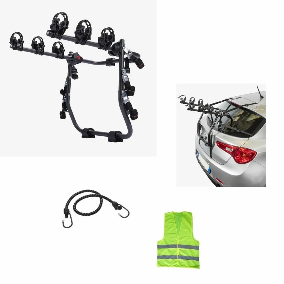Compatible con Audi A4 (B6/8E/8H) 4P AÑO 00 al 04 Cubre Faros y matrícula Soporte DE Bicicleta Trasero para PORTON DE Coche para 3 Bicicletas PORTABICICLETAS Ajustable Carga MÁXIMA 45KG