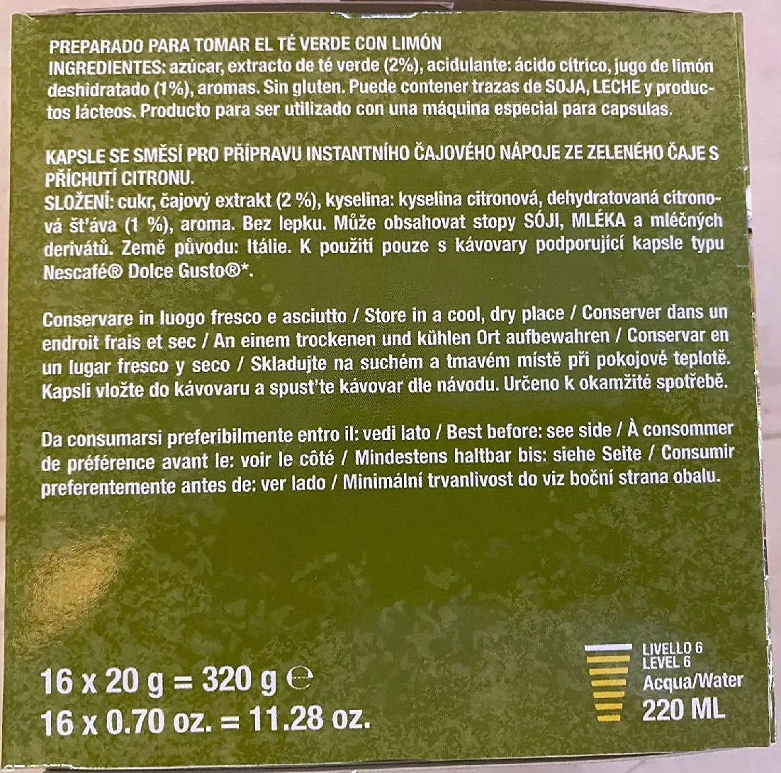 64 Capsulas de Te Helado Dolce Gusto - Degustación 4 Sabores: Te Verde, Frutas del Bosque, Limon, Melocoton