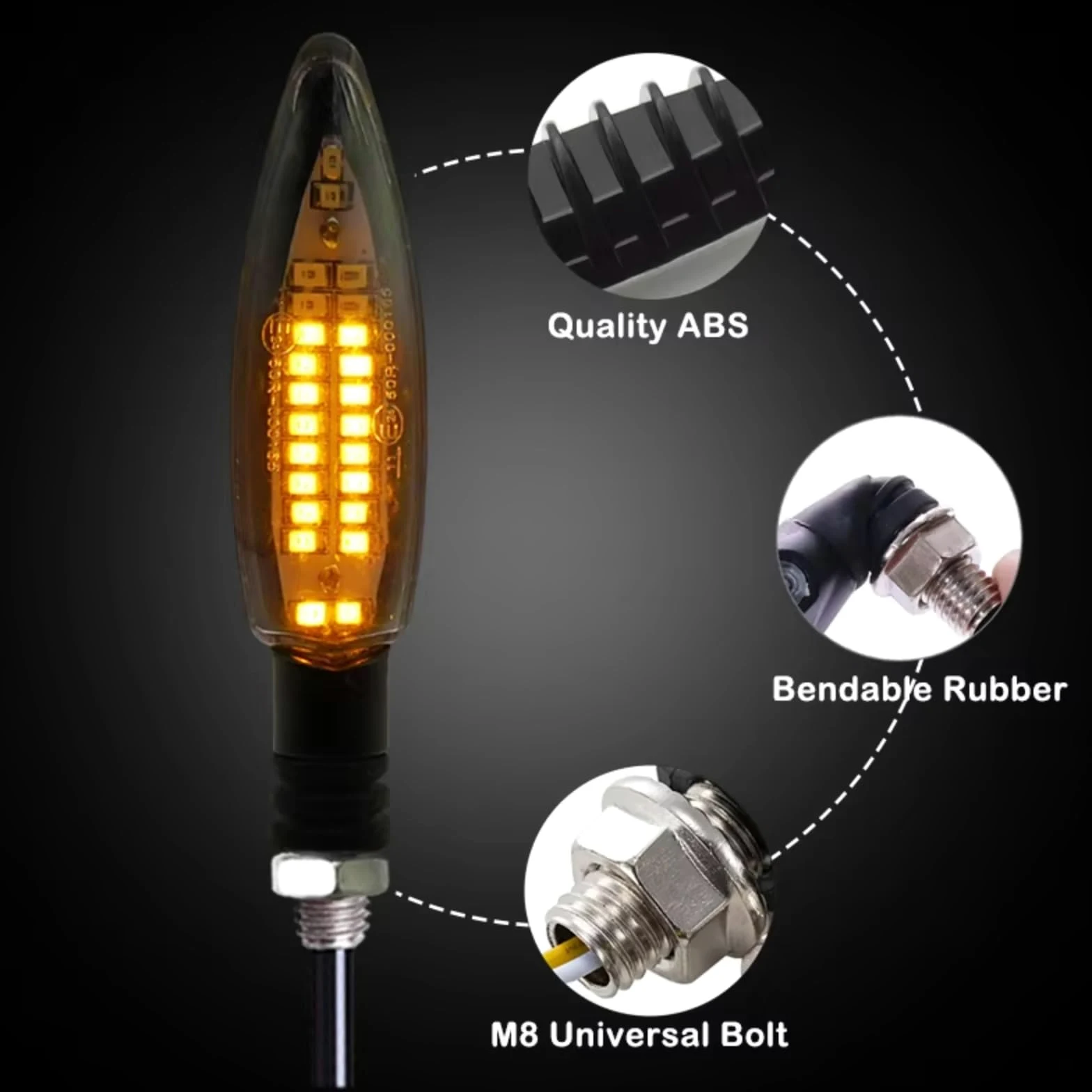 Moto lndicadora Luces De Señal De Giro para Motocicletas EMark Universales con Relé Incorporado Luces Intermitentes Impermeables E24 para Motocicletas