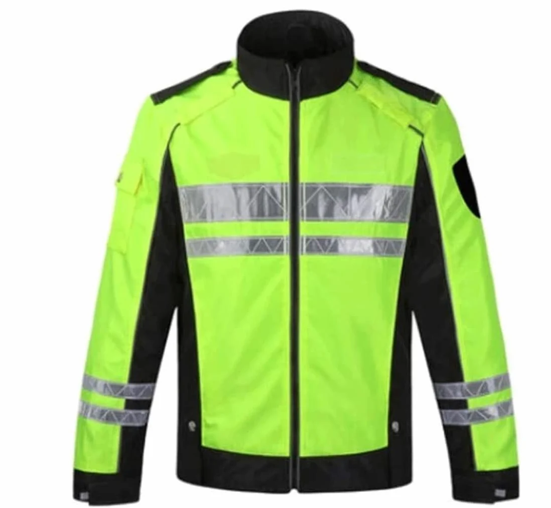 Ropa de Trabajo Chaleco Traje reflectante de ciclismo, chaqueta de seguridad de tela oxford a prueba de agua reflexivo de alta visibilidad fluorescente amarillo Chaleco de Seguridad Reflectante Alta (