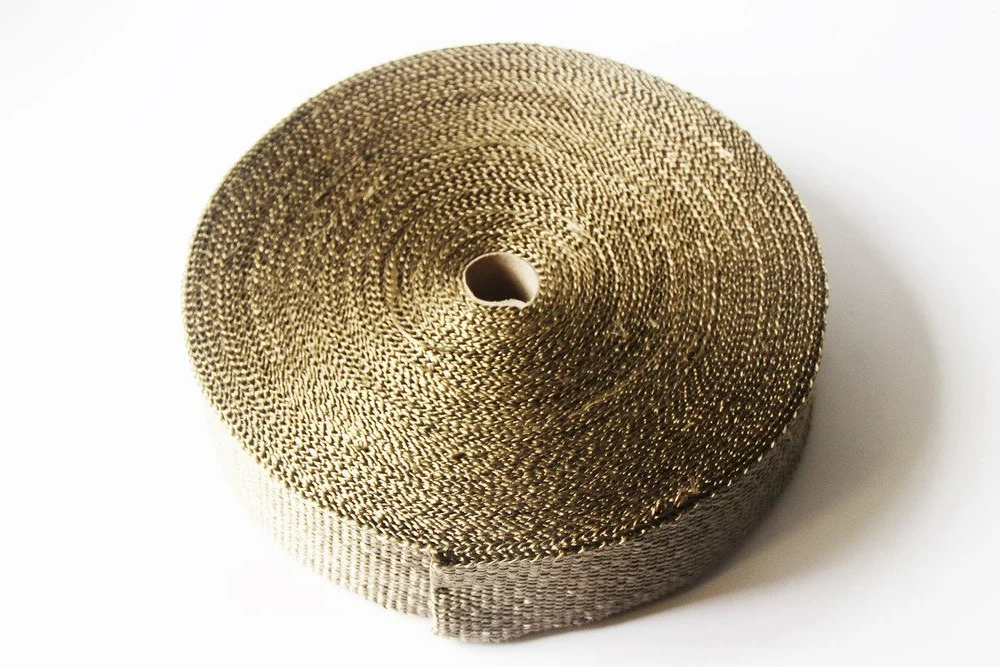 LEDAUT - Rollo de cinta de fibra de vidrio para tubo de escape de titanio de motocicleta, con bridas de acero inoxidable