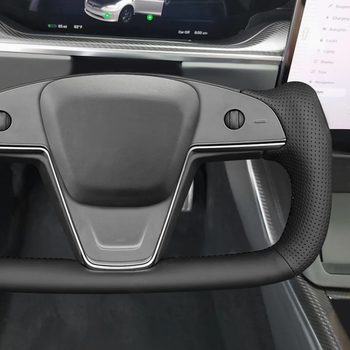 MEWANT Funda de Volante para Yoke Style Steering Wheel para Tesla Model S 2021-2023 / Model X 2021-2023 Cubierta de Volante | Style Steering Wheel / Tesla Model S 2021-2023 / Model X 2021-2023 Yoke Transpirable Para Volantes Calefactados Duradero