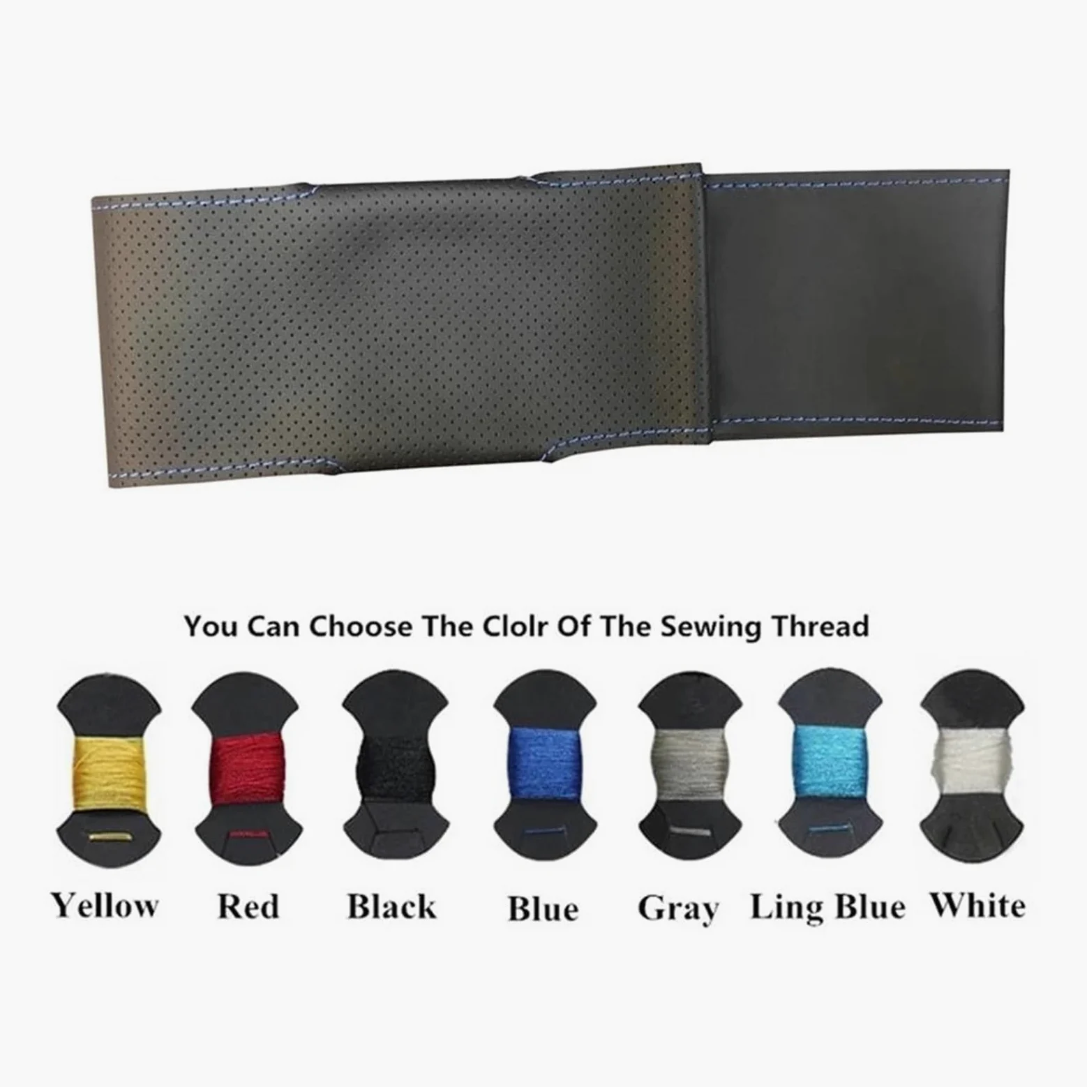 Protección Volante Coche para A3 A4 2013-2018 A6 2005-2018 Q3 2012-2018 Q5 Q7 2013-2018 Funda de Volante de Coche de Cuero marrón Negro Cosida a Mano(Negro)