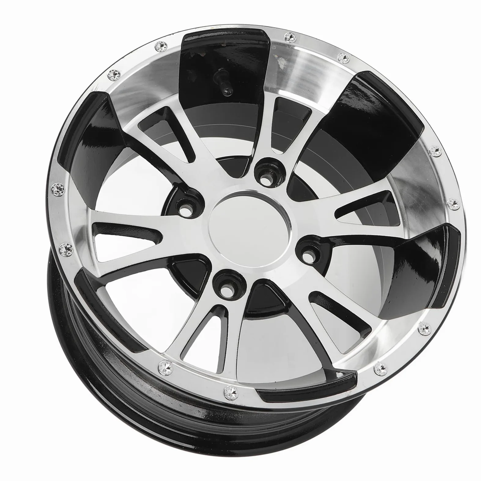 Keenso Llanta de 12 Pulgadas Llanta de Aleación de Aluminio de Rueda ATV Espaciado de 4 Orificios 110 Mm Acabado de Metal Liviano para ATV Go Kart UTV Reemplazo de Quad Uso Todoterreno
