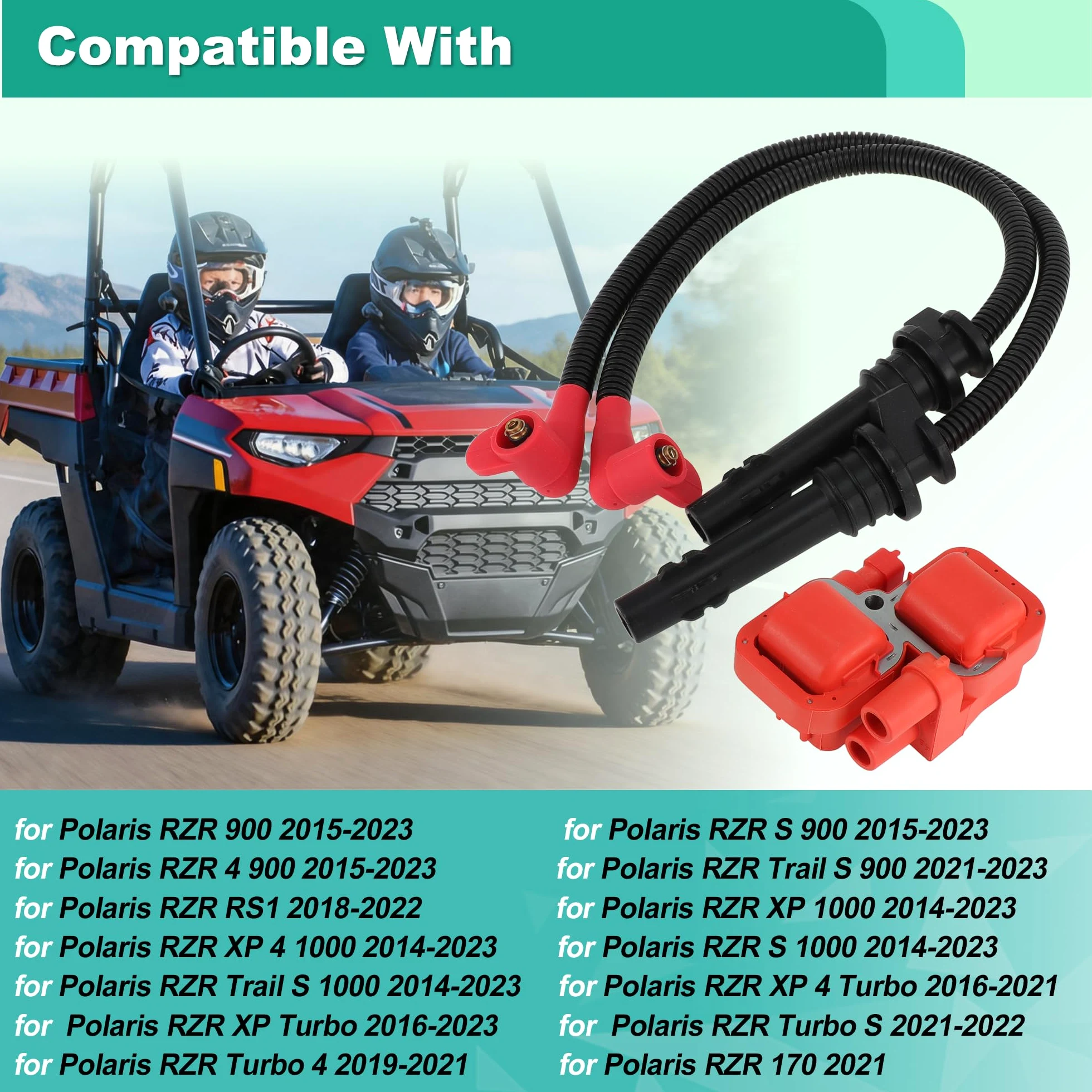 A ABSOPRO Tapa Cable Bujía Y Bobina Para Polaris RZR 900 15-23 | Para Polaris RZR S 900 15-23, Para Polaris RZR XP 1000 14-23, OE 4014296,4014295,4017695,4017694,4010425, Alto Rendimiento