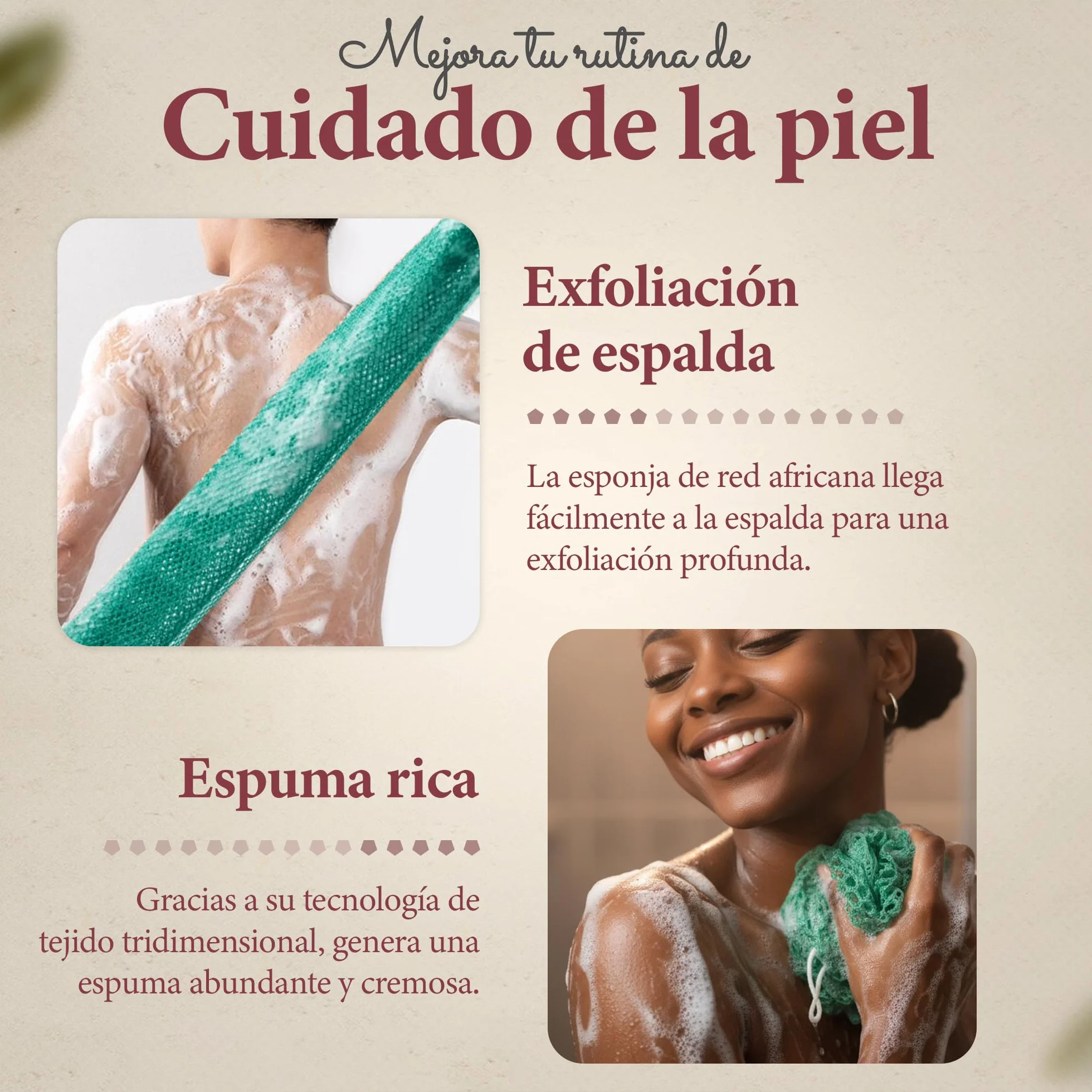 Esponja Africana Auténtica Ghana Exfoliante Corporal Ducha Baño con Cordón Red Malla Larga para Cuerpo y Espalda Piel Suave Azul