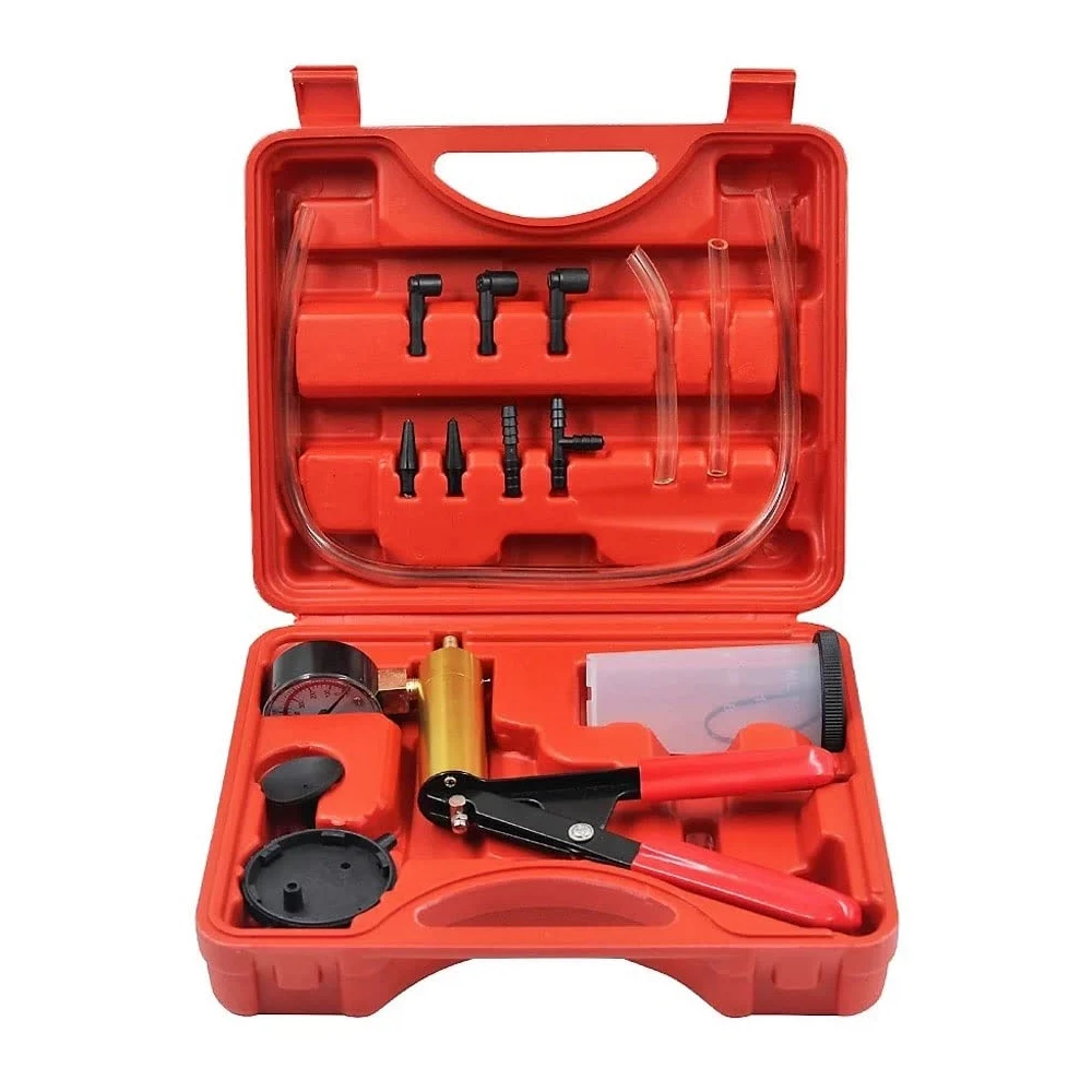 Bomba de presión manual de aluminio para coche, purga de líquido de frenos, portátil, duradero, kit de comprobador de vacío