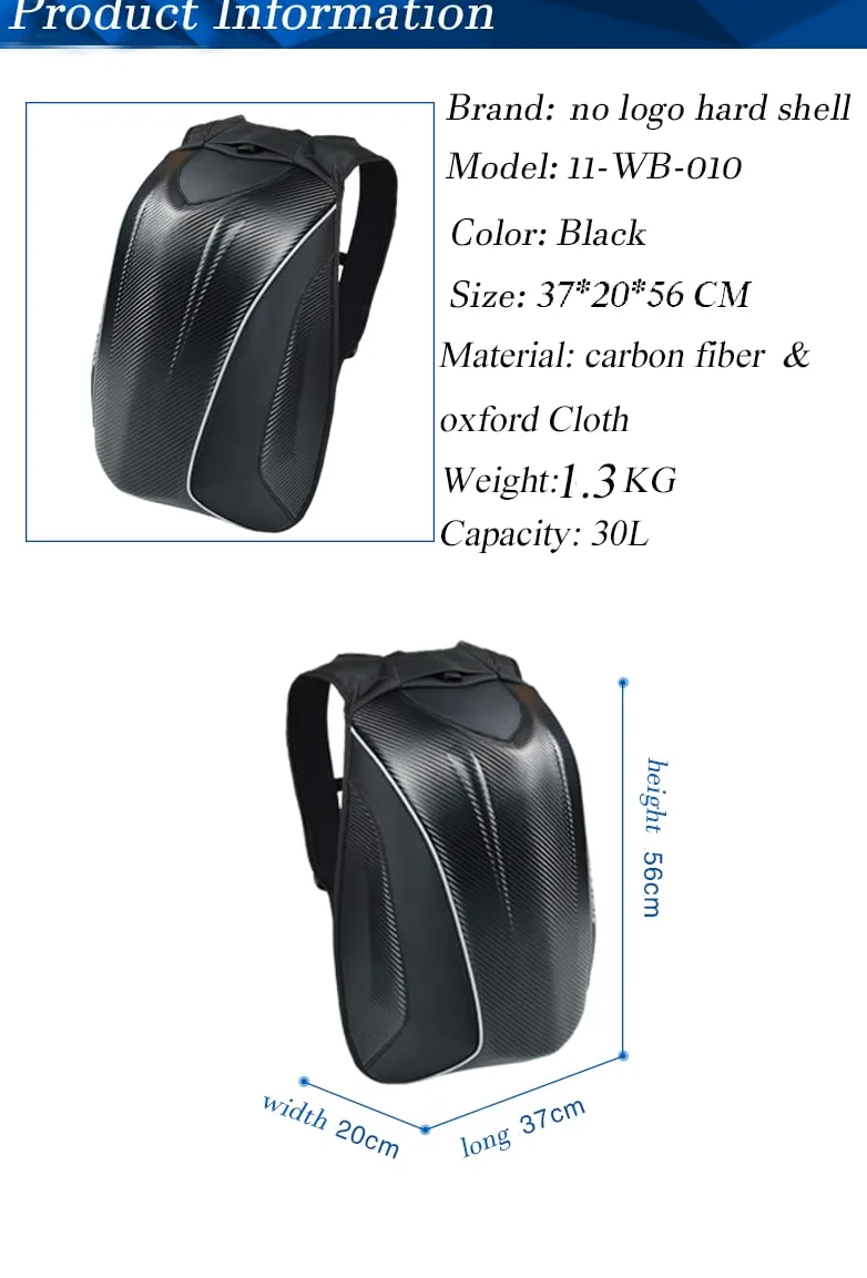 Mochila para Motocicleta Impermeable de Cáscara Dura - A Prueba de Agua para Casco - Bolsa de Almacenamiento de Gran Capacidad para Montar 30L-48L