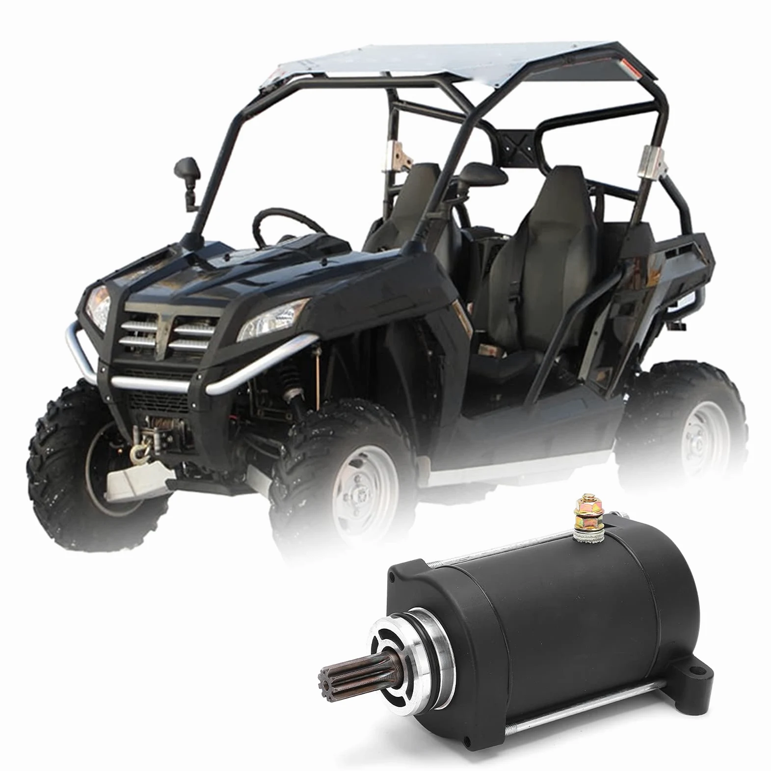 Akozon Motor de arranque, 0600-091100 Reemplazo del motor de arranque de 9 dientes para CF MOTO ATV X6 Terralander 625