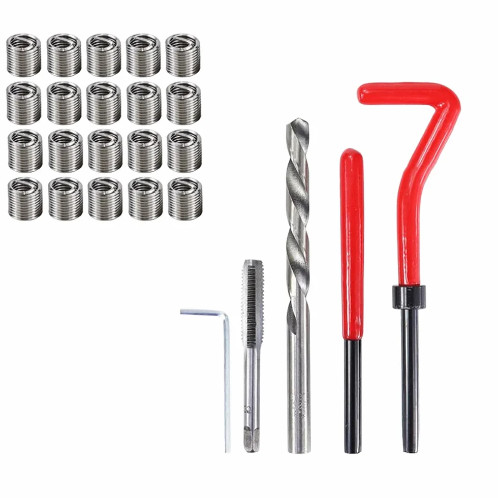 30 Piezas M6 Kit de Reparación de Rosca Juego de Reparación de Roscas Helicoil Kit Helicoidales Herramientas, Kit de Inserción de Reparación de Roscas