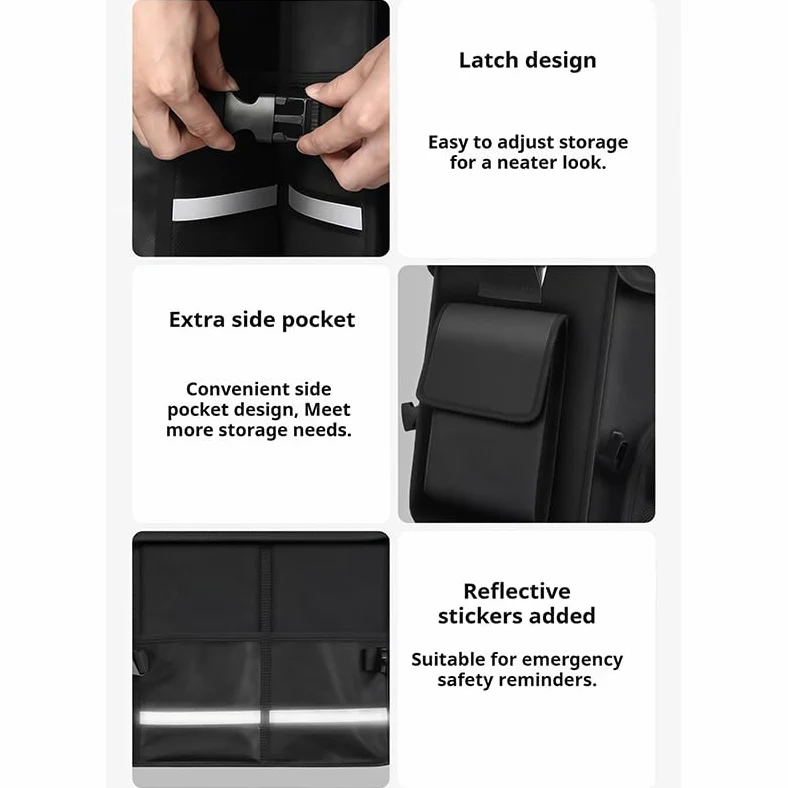 Organizador de Maletero de Coche para Fiat Grande Punto/Punto EVO/Punto MK3 Caja de Almacenamiento Plegable de Nylon Bolsa de Carga para Auto con Compartimento para Zapatos y Redes,Black