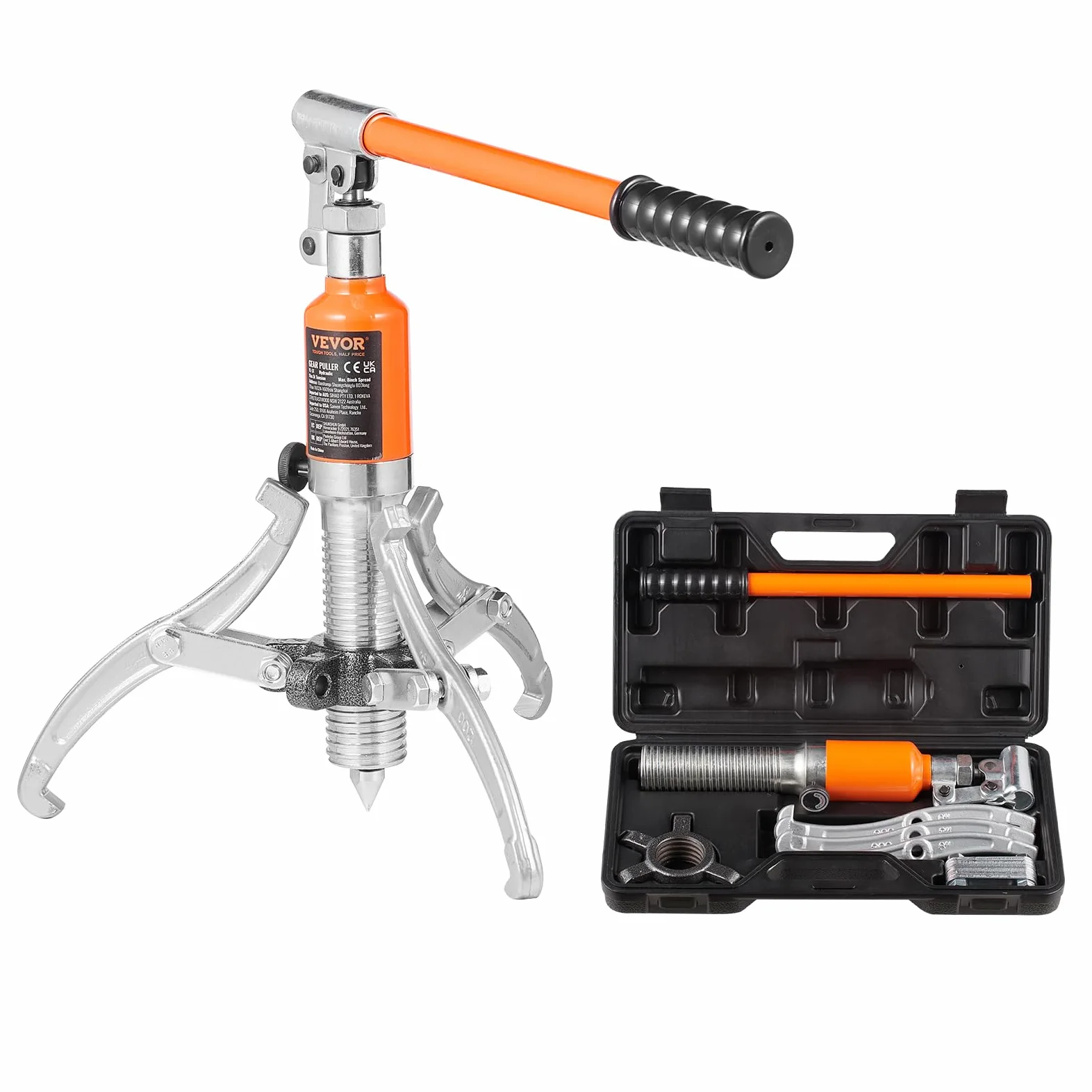VEVOR Extractor Hidráulico de Engranajes 5 Toneladas, Separador de Rodamientos 2/3 Mandíbulas Vertical Horizontal
