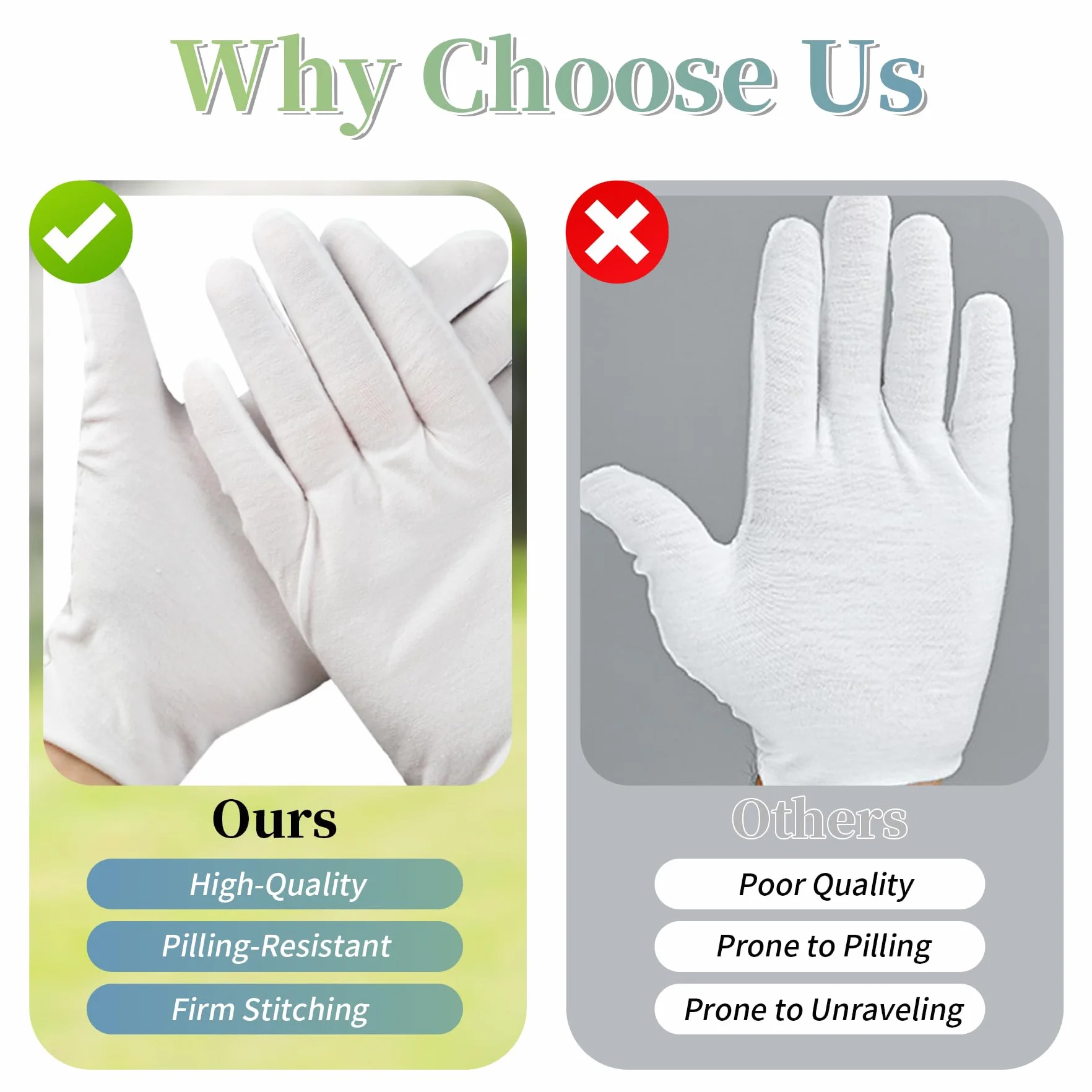 Guantes de Algodón Blancos, Pares 12, Guantes Hidratantes Reutilizables para Inspección de Joyas