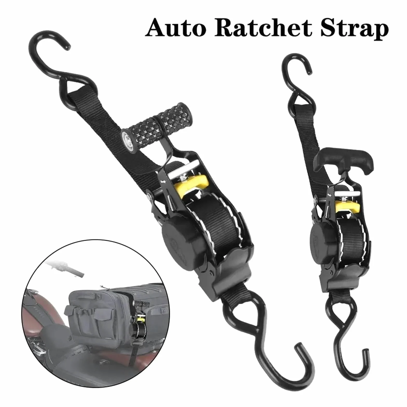 Juego de correas de amarre, Correa de trinquete automática antideslizante con ganchos resistentes y automáticos, correa for equipaje, resistente y duradera, cinturón retráctil for motocicletas. para c