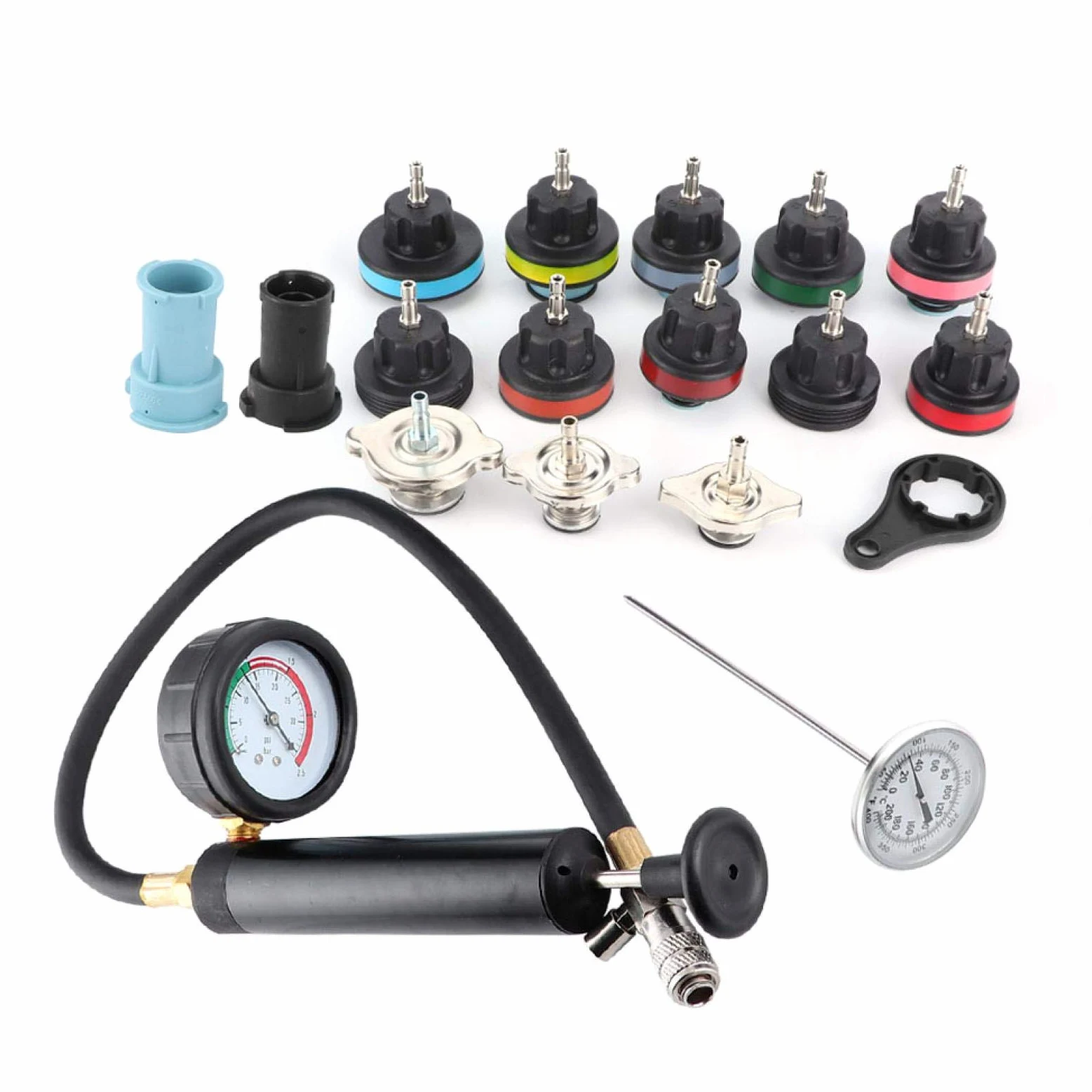 Kit de Prueba presión del radiador, Herramienta Universal for el refrigeración automóvil, Detector Fugas Agua for automóviles