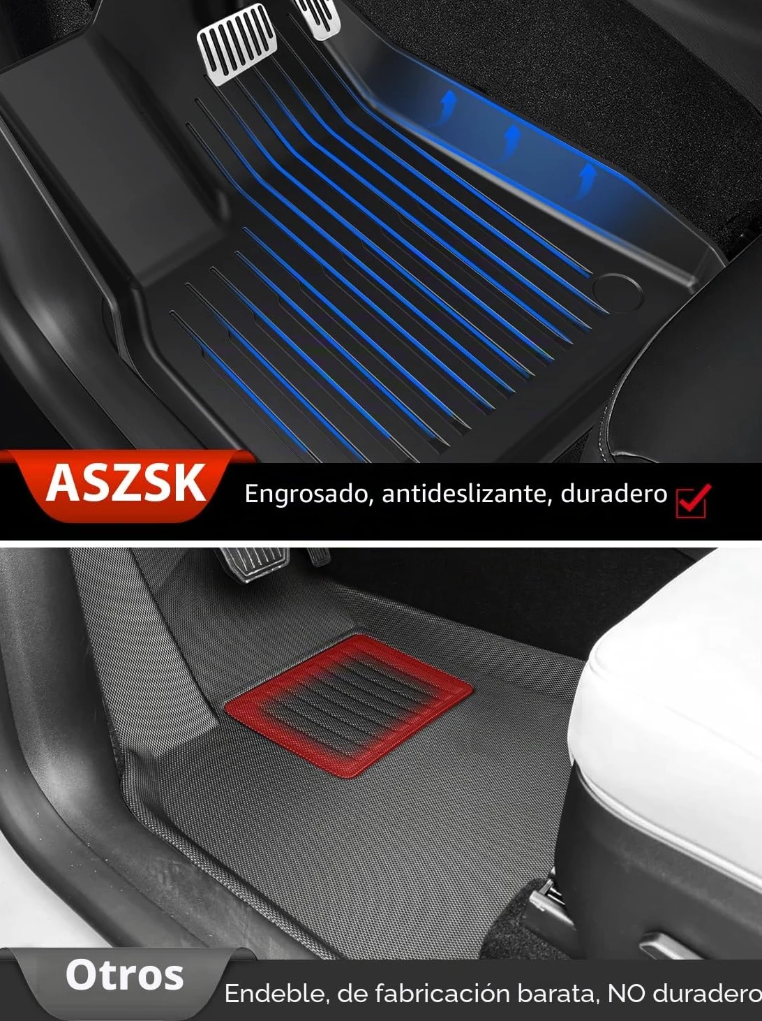 Alfombrillas de Coche TPE para Tesla Model Y 5 Plazas 2021 2024 Antideslizante Impermeable Negra