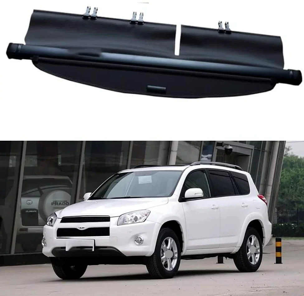 HALEUP Coche Maletero Cubierta De Carga Retráctil para Toyota RAV4 RAV-4 2006-2012, Trunk Estante de Partición Privacidad Seguridad Cargo Protectora Cubierta Trasero,A-Black
