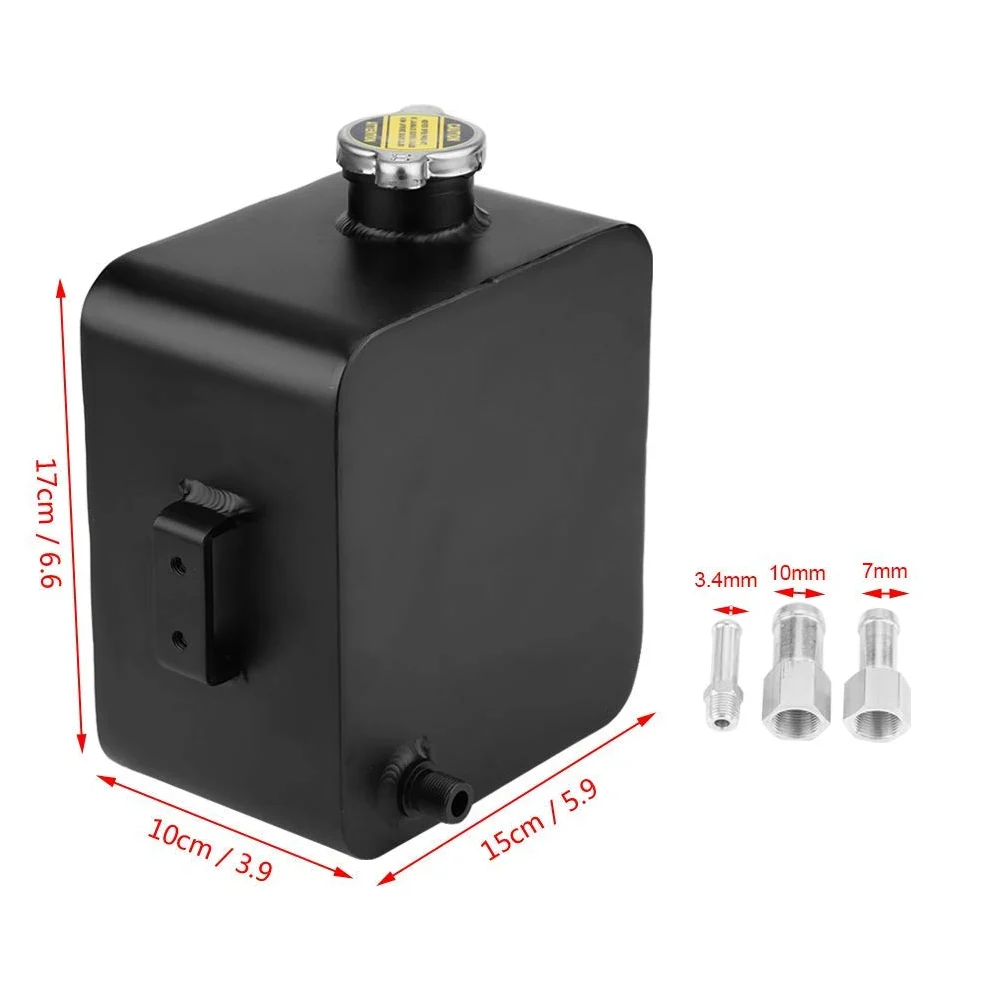Depósito de expansión de refrigerante universal, depósito de tanque de desbordamiento de expansión de recuperación de refrigerante de radiador de aluminio de 2,5 l, depósito de agua con tapa