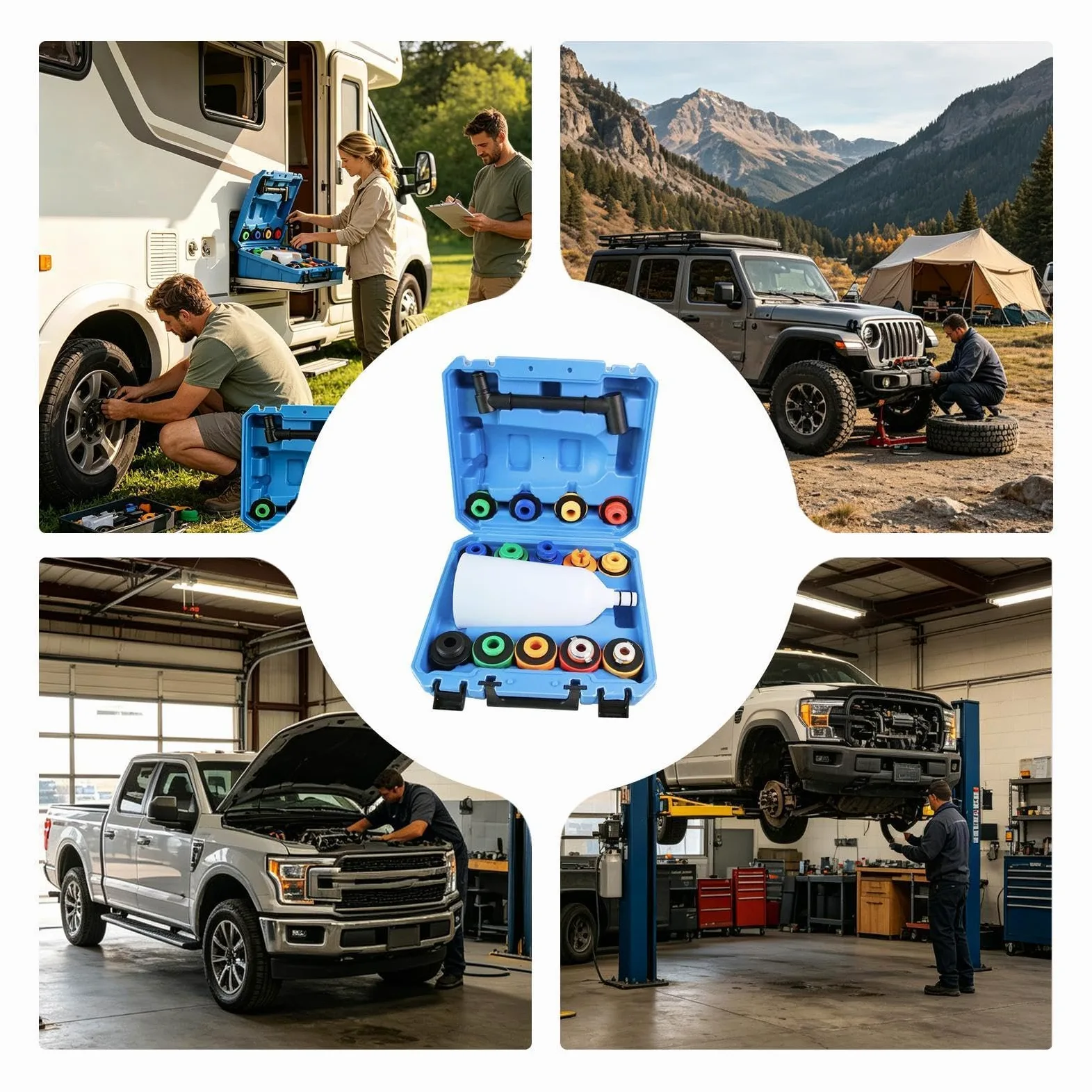 Kit de embudo para aceite motor Filtro Universal Flexible Antiderrames | Kit llenado refrigerante radiador Para Vehículo SUV RV De Refrigeración Del Motor Purga Reparación Lavado