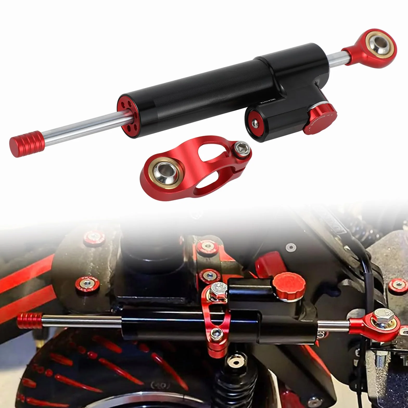 Amortiguador Dirección Patinete Eléctrico Universal para Skycore for JGH Patinete Eléctrico E-Scooter Rojo
