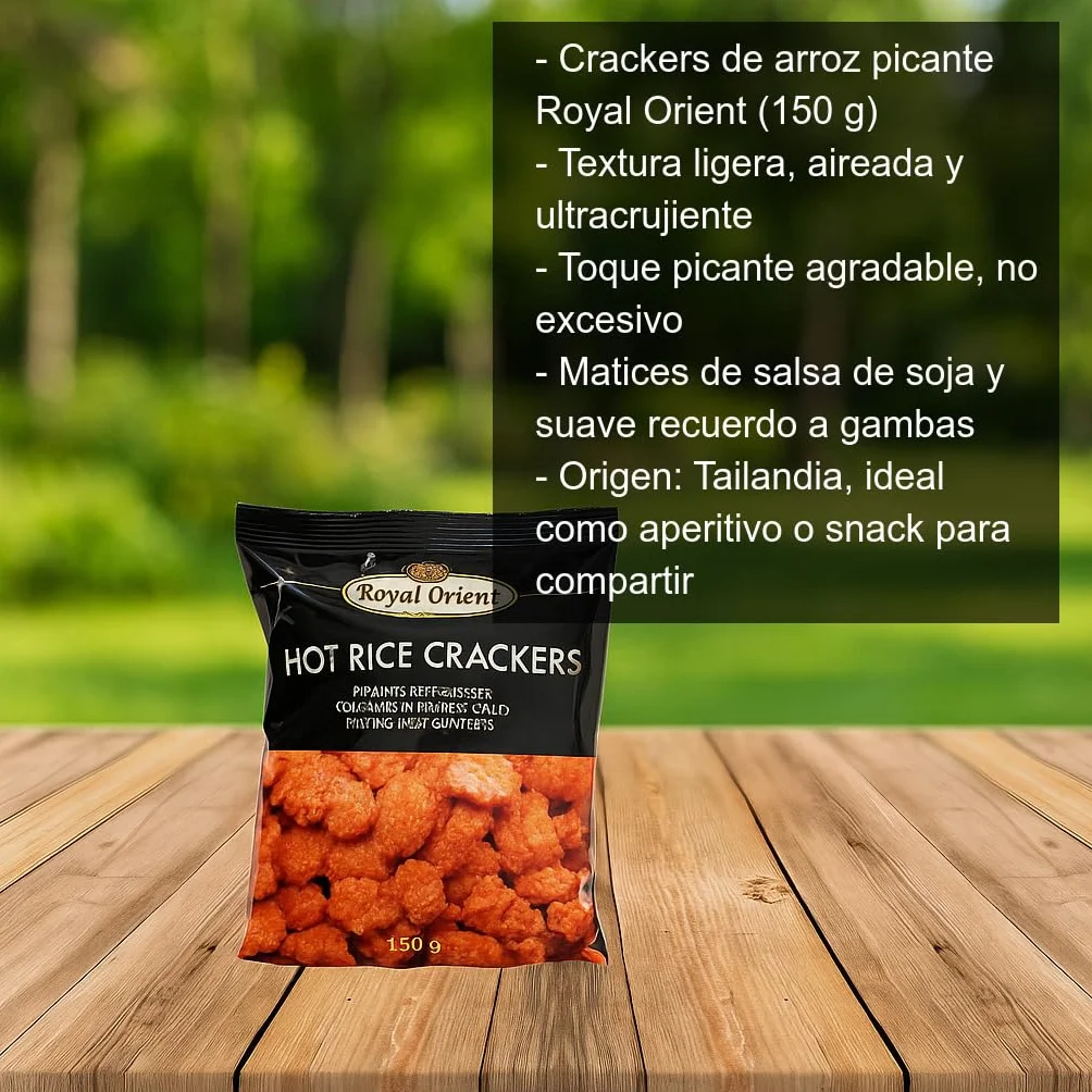 Galletitas de arroz picantes ultracrujientes 150 g Pack 2 bolsas Snack asiático tailandés