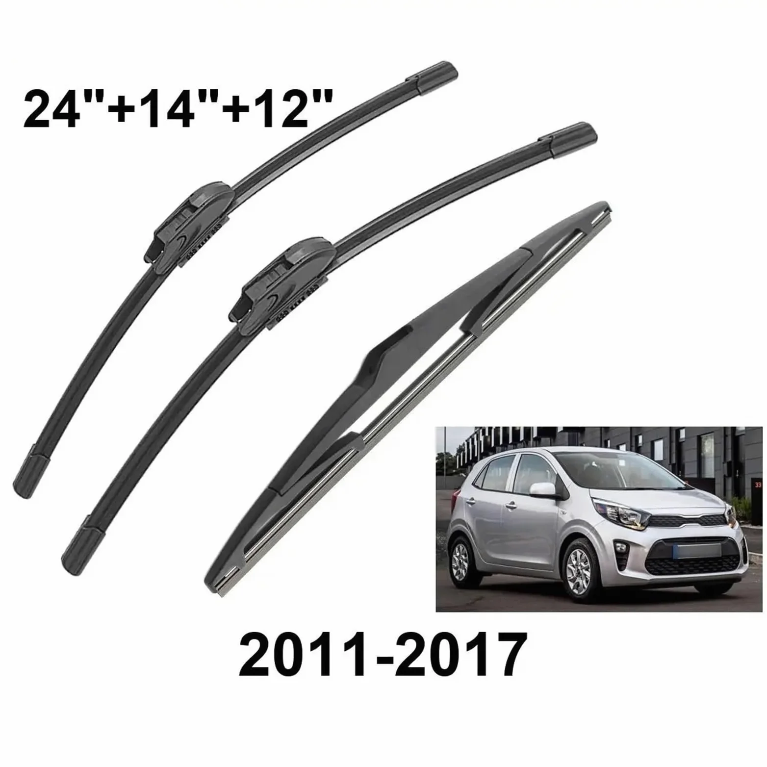 Conjunto Limpiaparabrisas Para KIA Para Picanto TA MK2 Hatchback 2011-2017 2014 2016 Escobillas Limpiaparabrisas Delanteras Traseras Accesorios Coche Parabrisas Ventana Escobillas(6 PCS)
