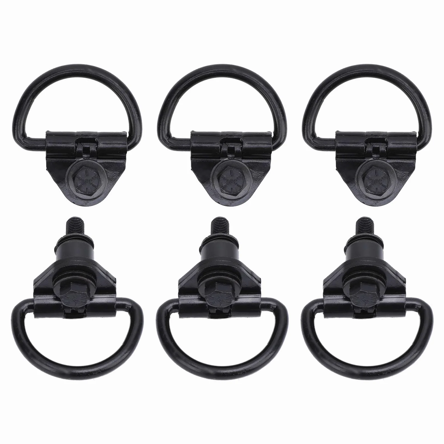 Naroote Ganchos de Anillo en D con Revestimiento Inoxidable de Acero Negro para Furgoneta de Carga, 6 Ganchos de Amarre para -150-250 -350 2015-2024, Aptos para Cargas Pesadas y Condiciones Duras