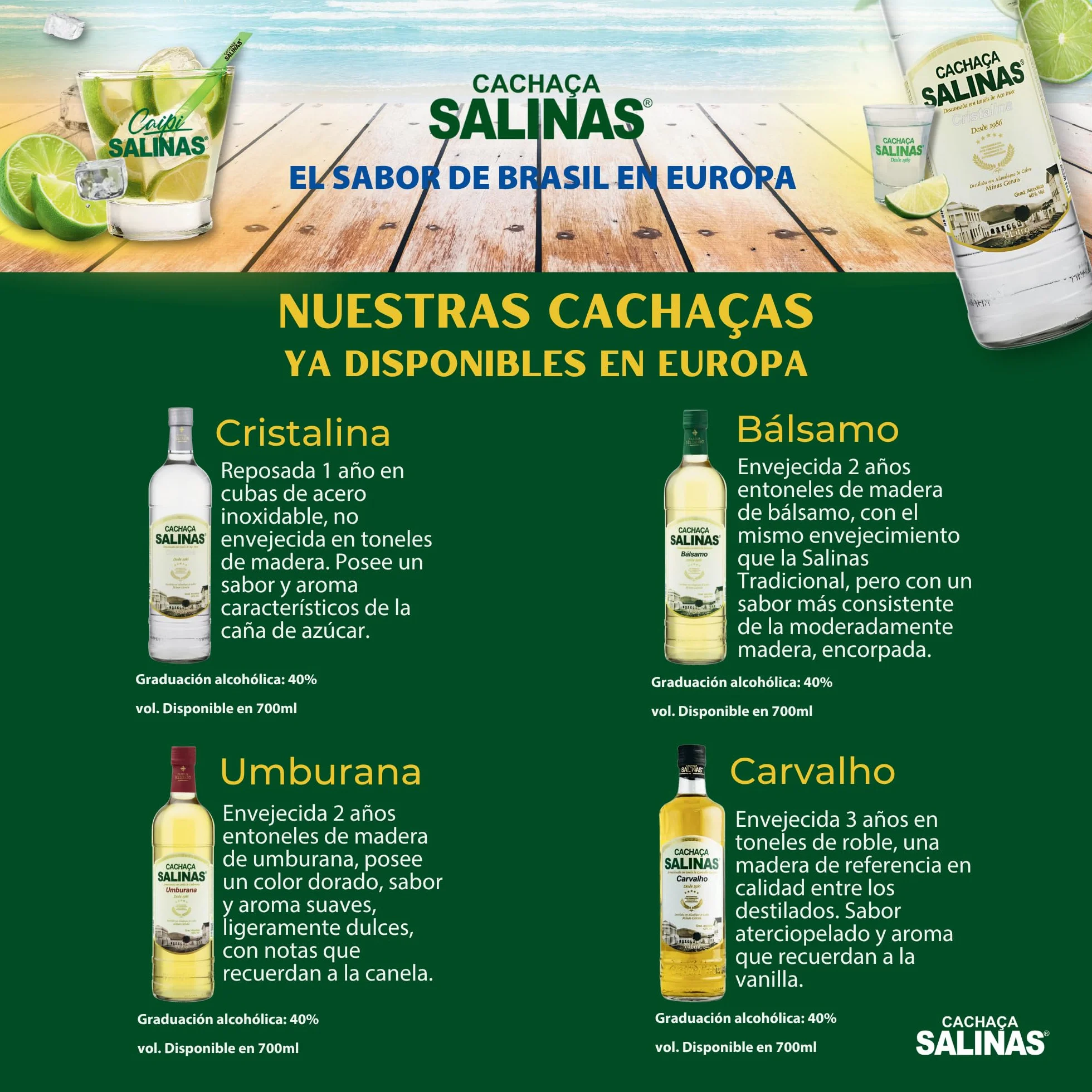Cachaça Salinas Premium 700 ml Destilado Artesanal de Brasil para Caipirinha