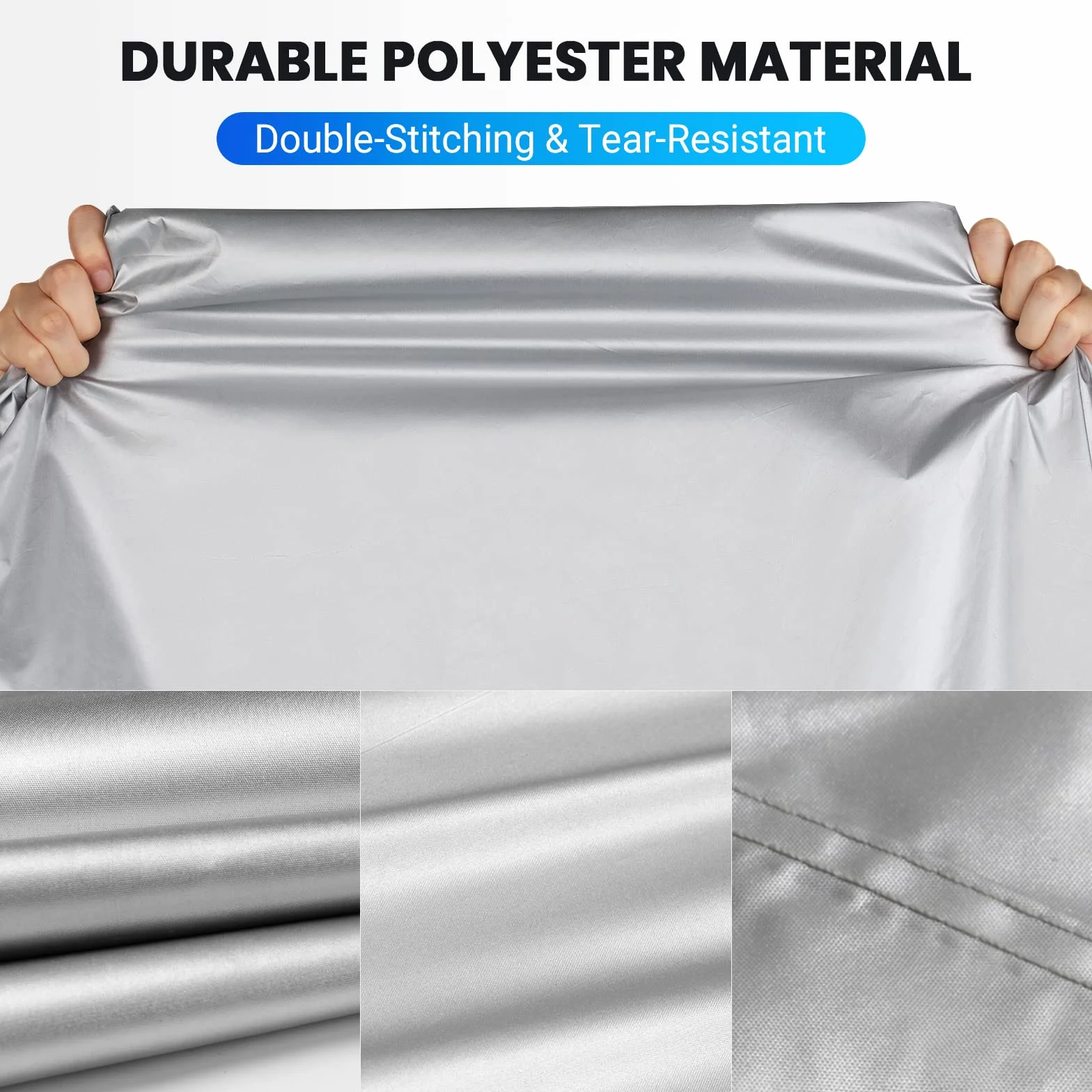 Favoto Funda para Moto Cubierta de la Motocicleta 210D Oxford Sellado Térmico de Costura a Prueba de Polvo Lluvia Viento Hojas Excrementos de Aves al Aire Libre, XXL 245x105x125cm Plata