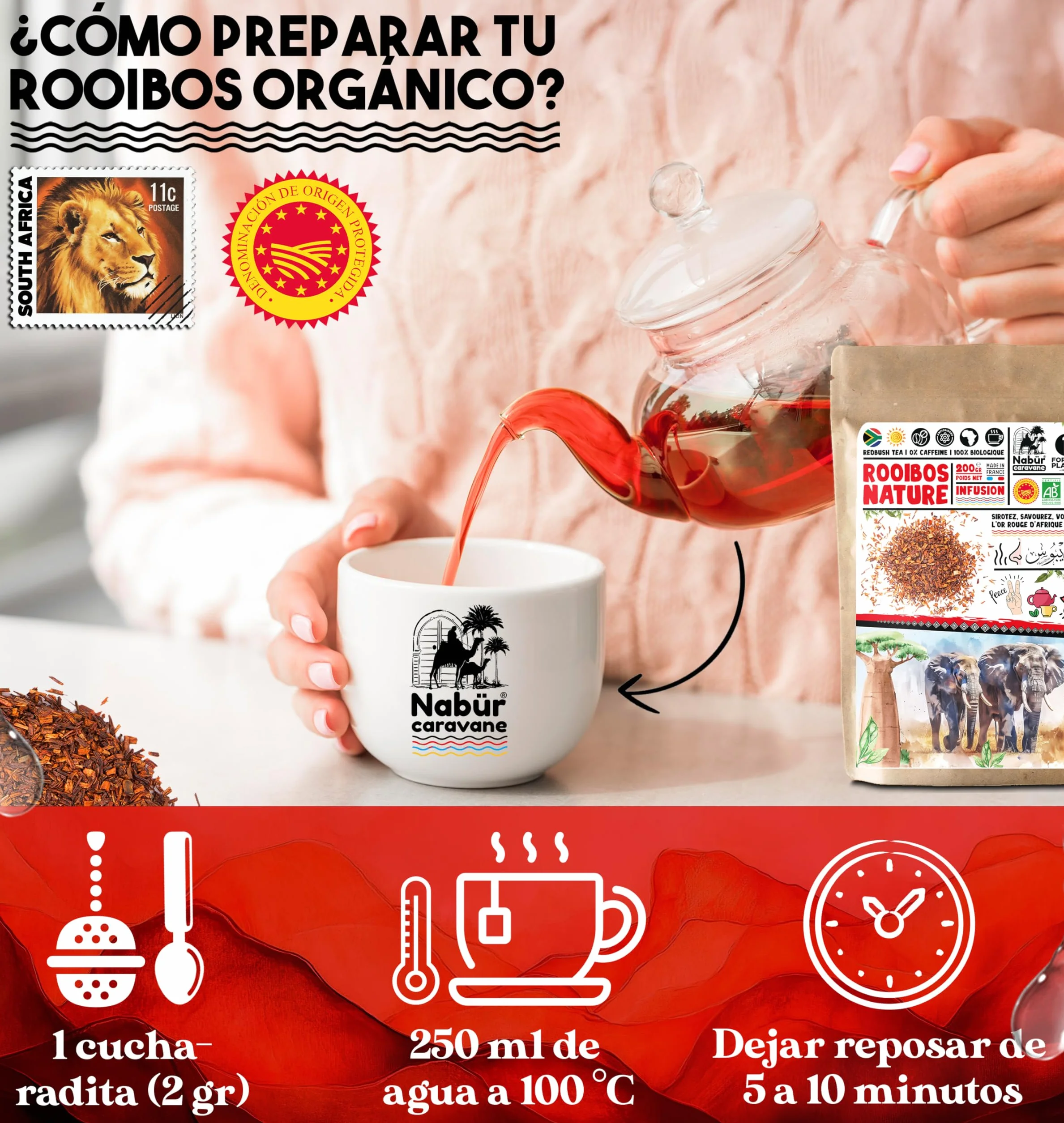 Rooibos Biologico Sfuso Bio 200g Tè Rosso Antiossidante 0% Teina Caffeina Nabür