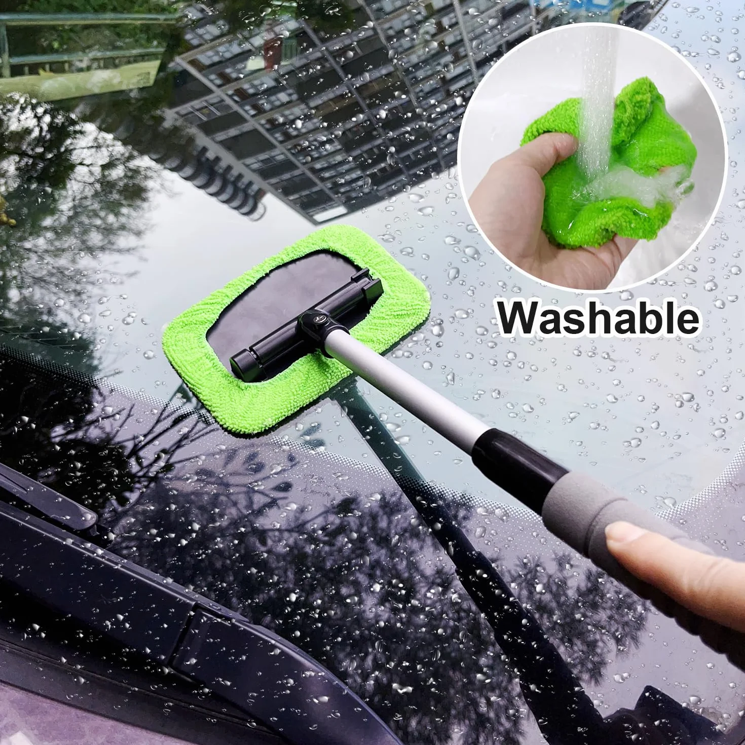 Juego de Limpiador Parabrisas Coche Retráctil y Limpiaparabrisas Retractable Espejo Retrovisor Coche, Limpiador Parabrisas Ventanas Coche Interior para Hogar y Exterior