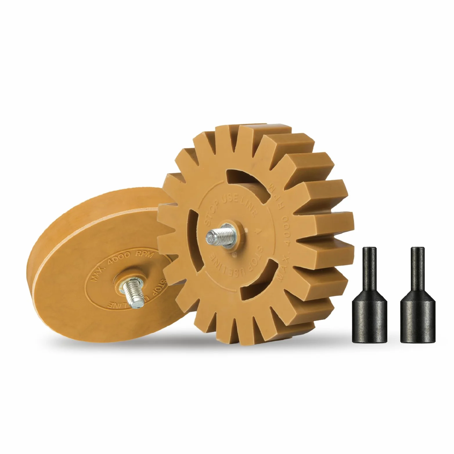 QUENCHING 2 unidades de rueda de goma para quitar calcomanías, quitar calcomanías de coche, vinilo y calcomanías en minutos, rueda de goma para taladro, emblema, removedor de pegamento para carrocería