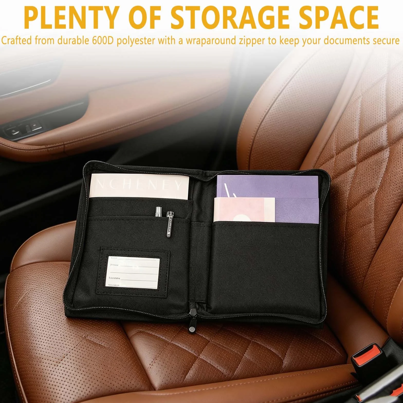 Coche Organizador de Guantera, A5 Portadocumentos, Bolsa Portátil con Múltiples Compartimentos para Guardar Recibos, Billetes y Accesorios en Vehículos,Adecuado para Viajes, Viajes de Negocios