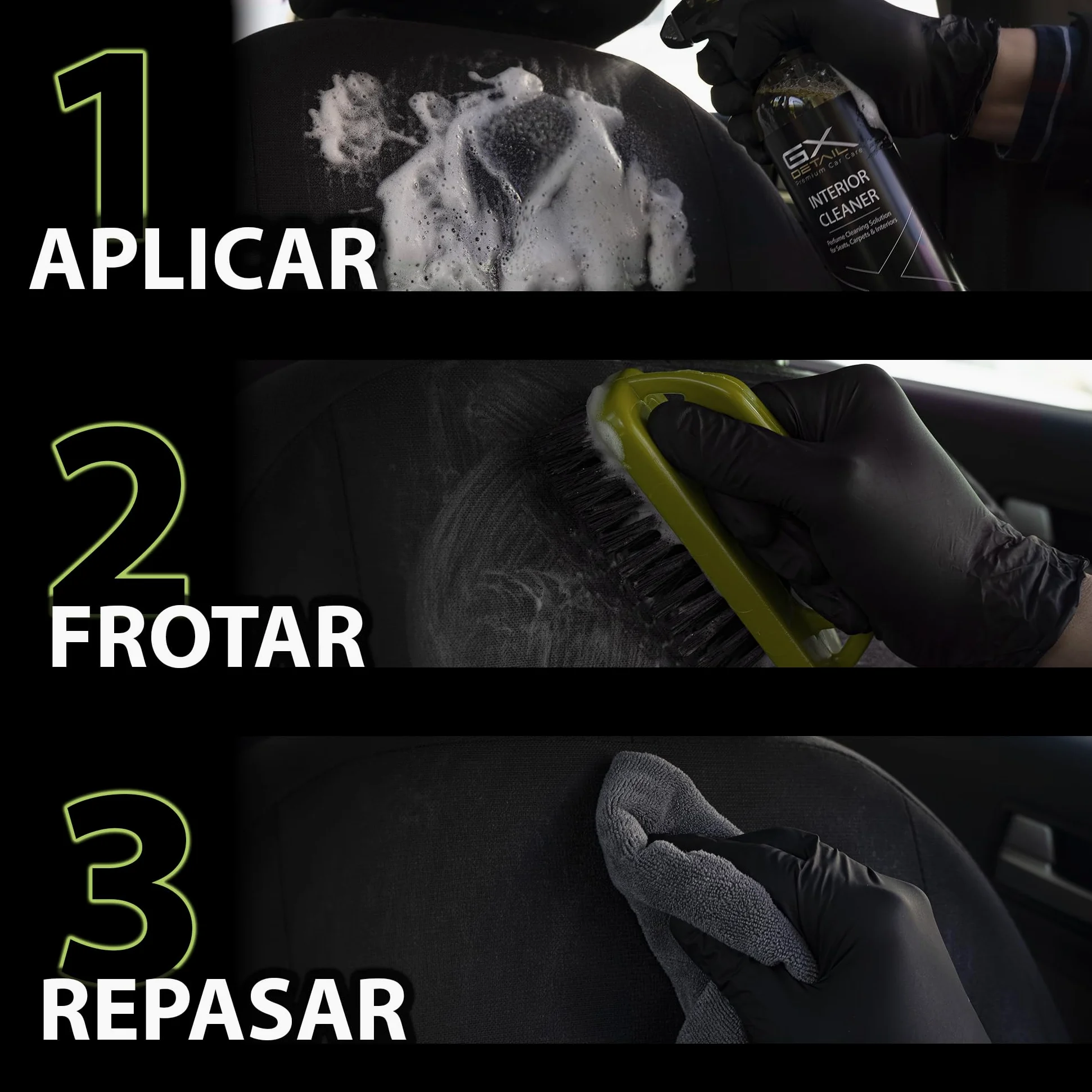 GxDetail Limpia Interiores y Tapicerías para Coche 5 Litro – Elimina Manchas, Suciedad y Olores – Fórmula Potente y Segura para Tela, Cuero y Alfombrillas – Acabado Profesional y Fácil Aplicación