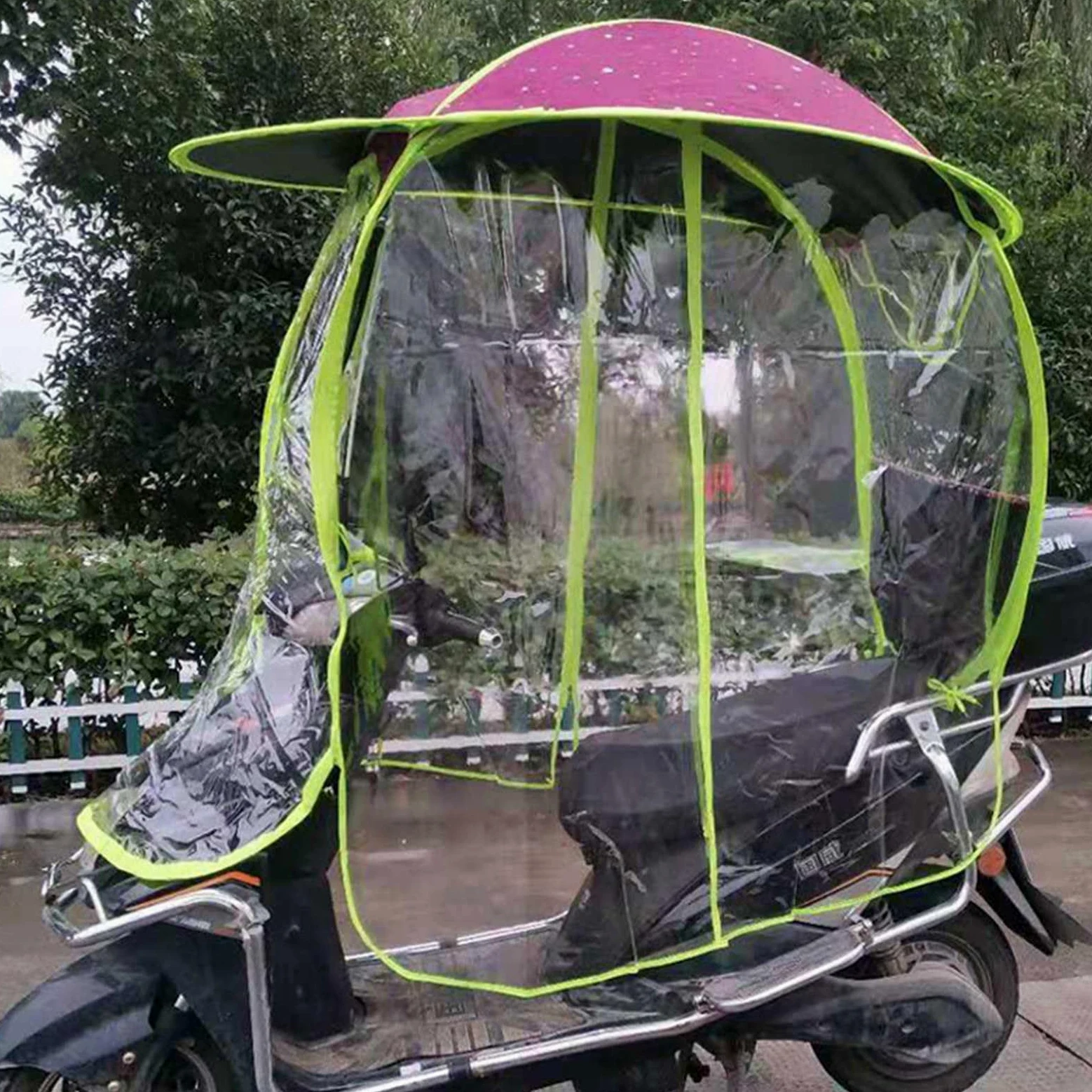 Toldo para paraguas de moto, totalmente cerrado, impermeable, plegable, para scooters de movilidad, ajuste universal