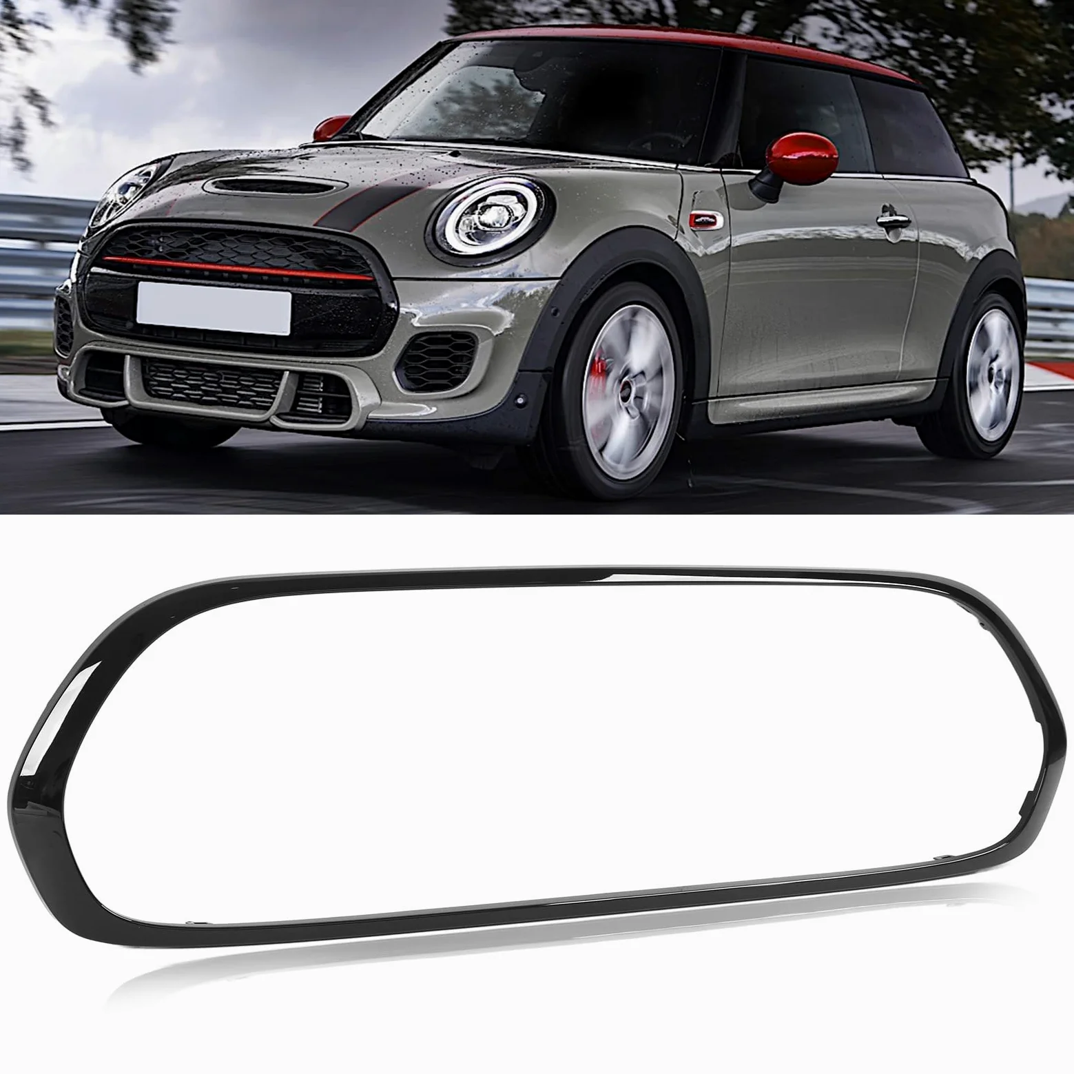 Embellecedor Envolvente de Rejilla, Negro Brillante, Embellecedores de Cubierta Envolvente de Rejilla para Parachoques Delantero de Coche, Repuesto de Embellecedor Envolvente para Mini F55 F56 F57 One