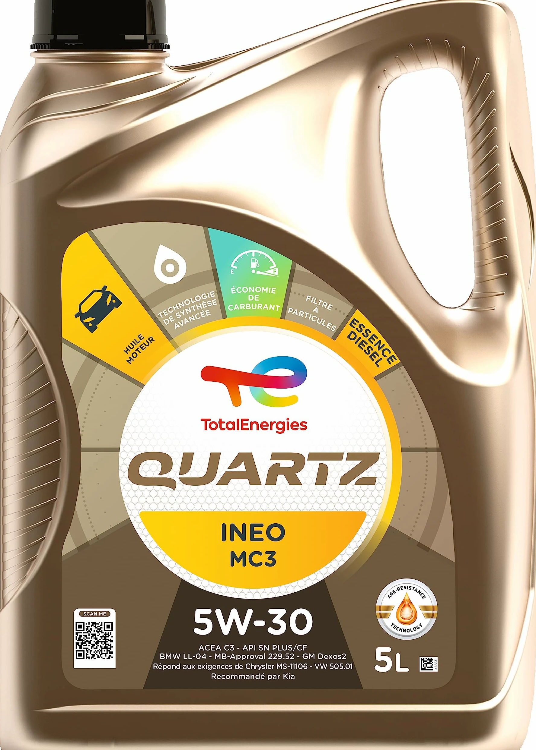 TOTALENERGIES HUILE MOTEUR 5L Quartz INEO MC3 5W30