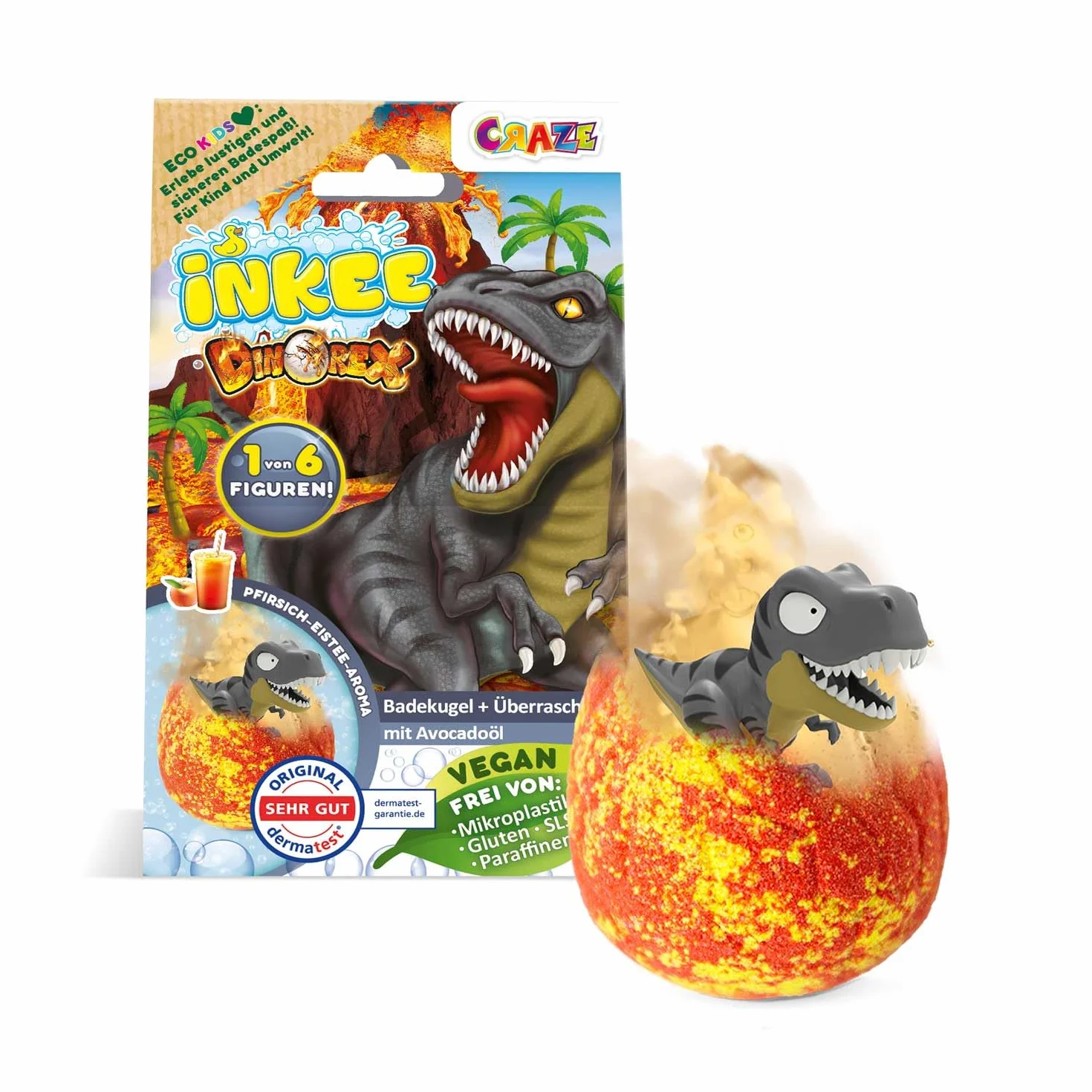 Bomba de baño infantil dinosaurio sorpresa 100g melocotón aguacate relajante