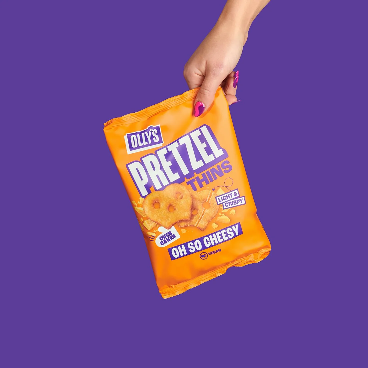 Olly's Pretzels horneados Sabor a Queso Snacks Veganos 140g