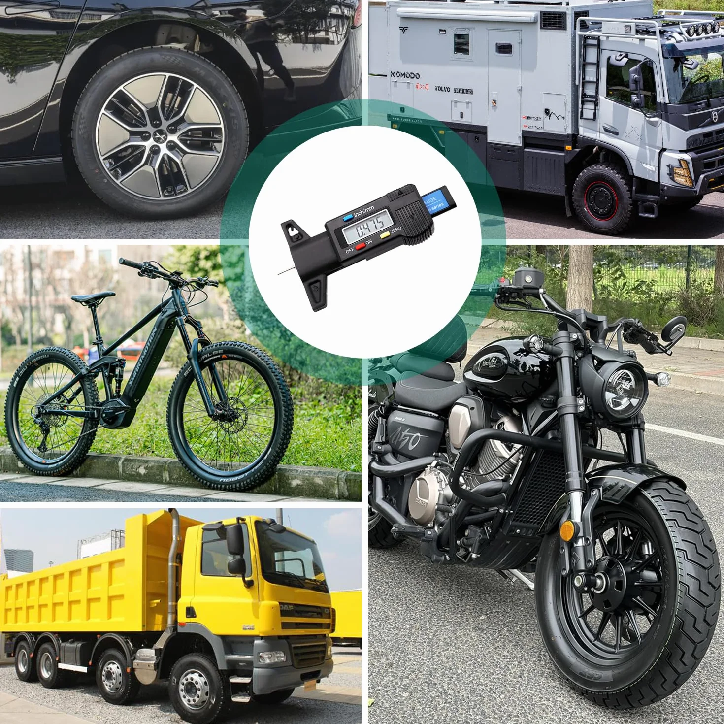 Medidor Digital de Profundidad de Perfil para Neumáticos, con Pantalla LCD, 0-25.4mm Profundidad Neumáticos, para Autos, Camiones, Motocicletas