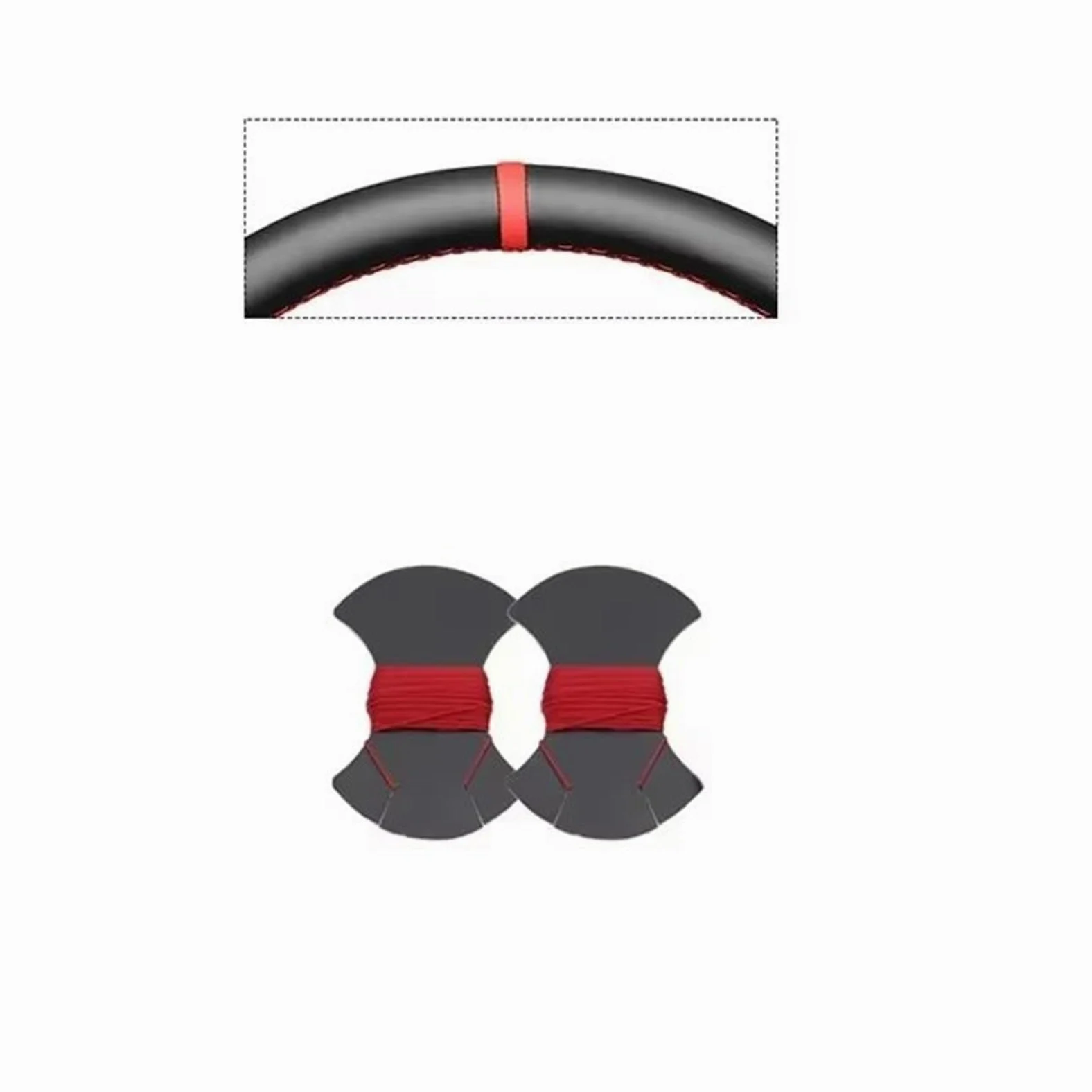 Cubierta Volante Fundas Volante Para Peugeot 207 Para CC 2012 2013 2014 Funda Volante Coche Cuero Gamuza Artificial Negro(Red Marker)
