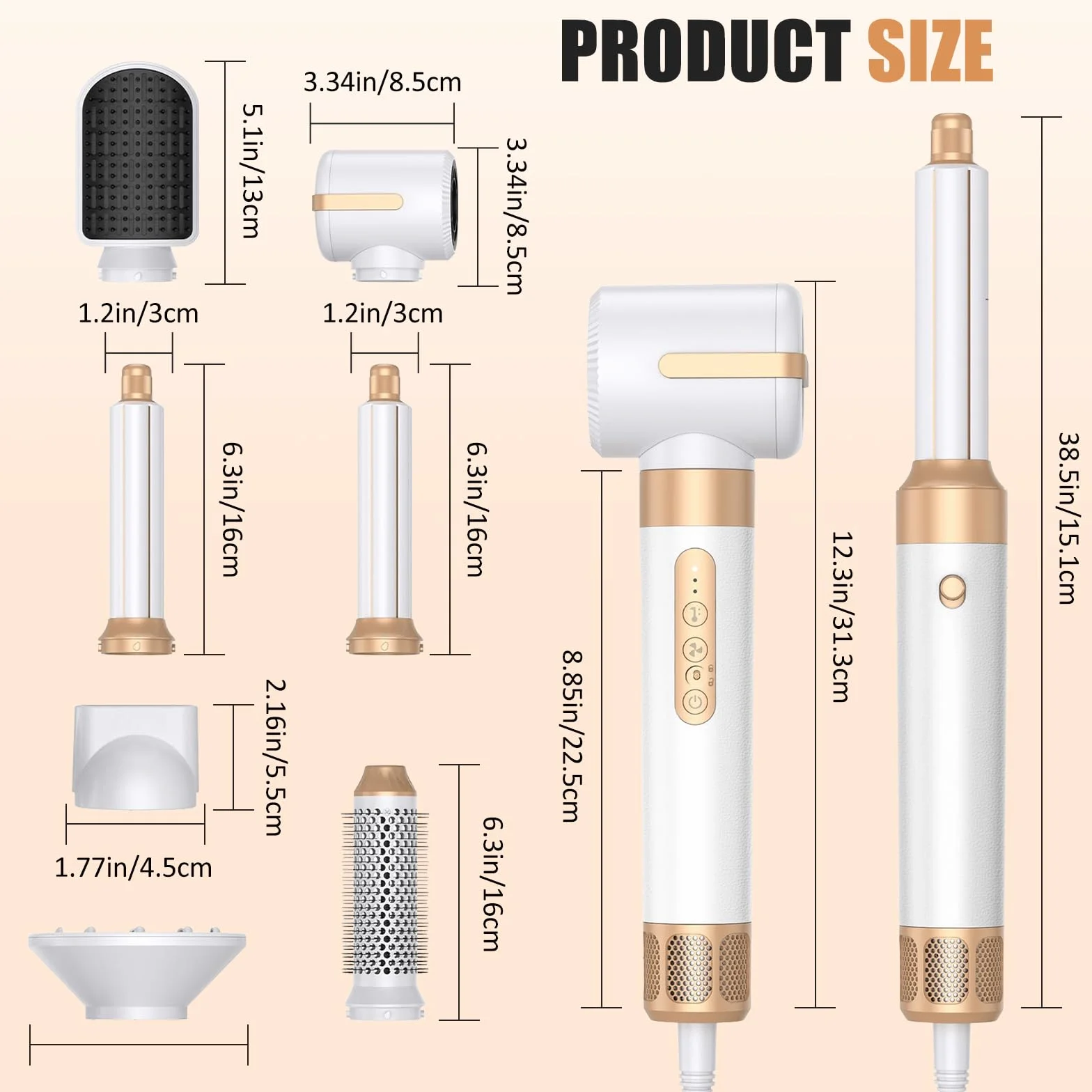 Cepillo Secador de Pelo Air Styler 7 en 1, Rizador Automático y Alisador Voluminizador