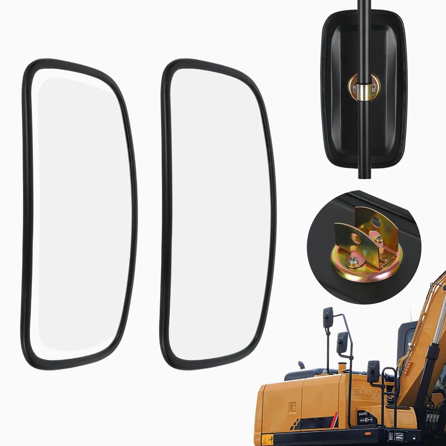 Espejos universales para tractor 33 x 18 cm PVC retrovisores con carcasa y soporte