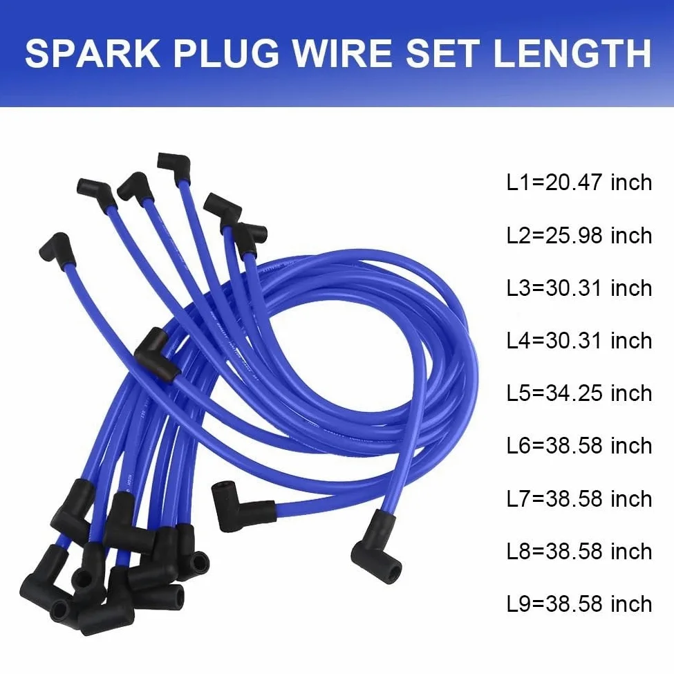 cables bujías coche Para Chevy Para 350 400 327 307 383 SBC 454 | BBC V8 Cables De Bujía De 10,5 Mm