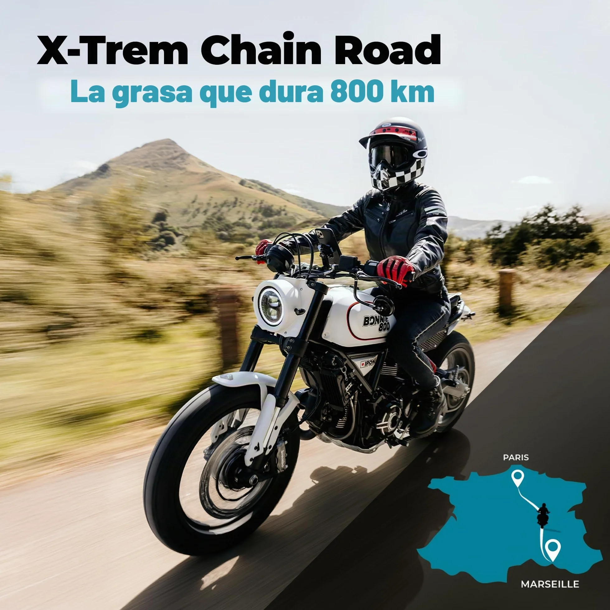 IPONE - Grasa para Cadenas Moto de Carretera X-trem Chain Road - 100 ml - Larga duración 800 km - Pulverización precisa sin Salpicaduras